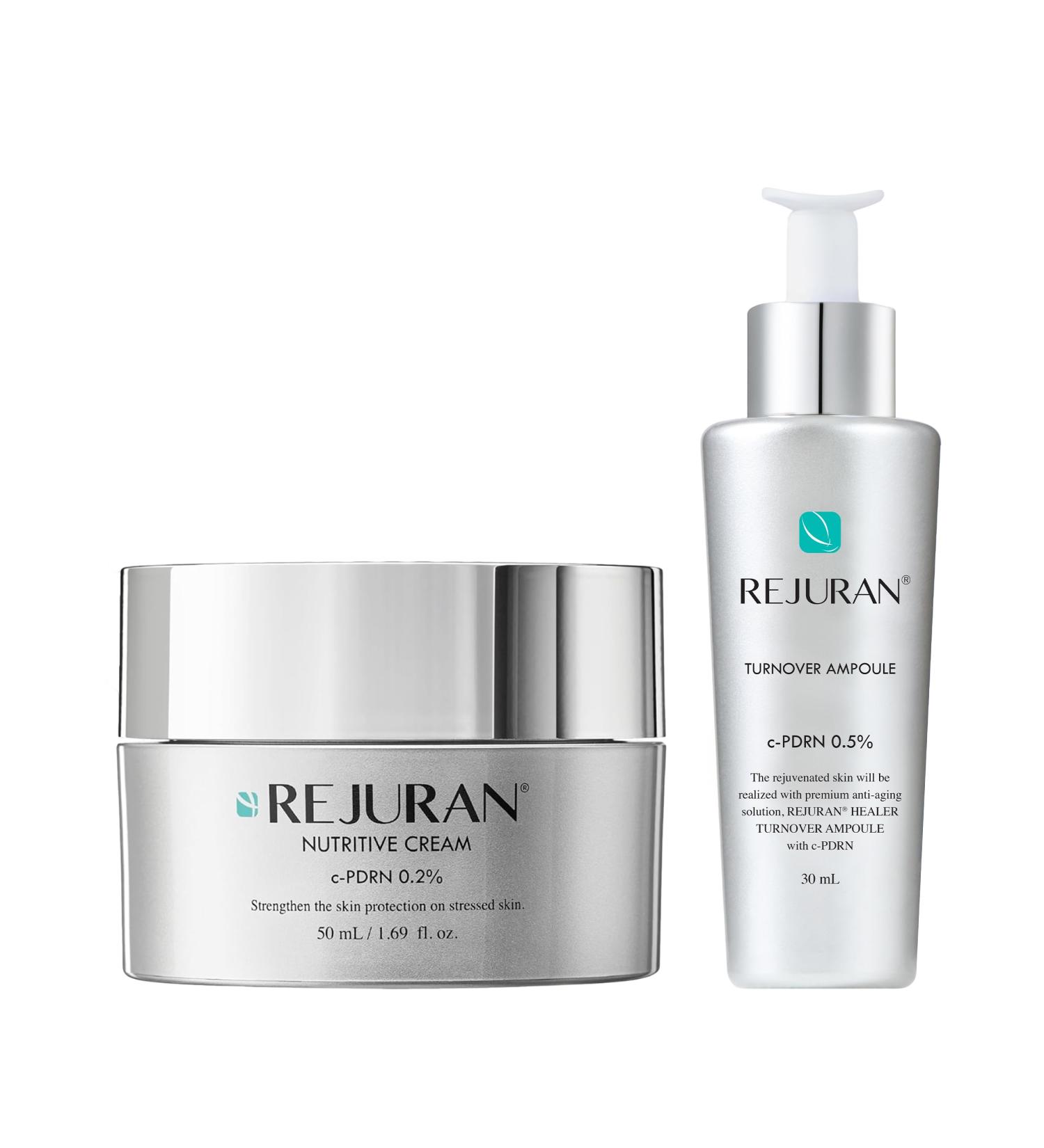 REJURAN c-PDRN Korean Skin Care Bundle Turnover Ampoule Serum (1.01 fl oz) & Nutritive Cream (1.69 fl oz) with Salmon DNA for Firming Hydrating & Youthful Radiant Skin - Buy Online on GoSupps.com