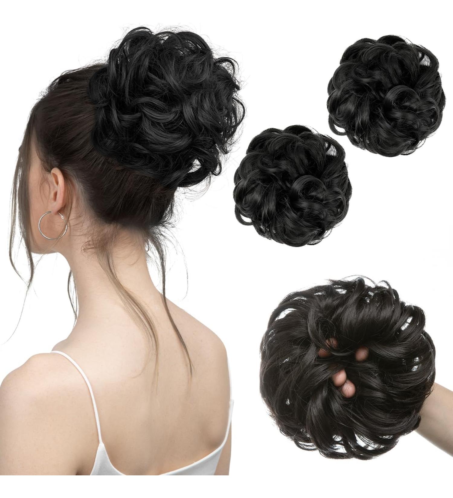 SARLA 2PCS Messy Hair Bun Scrunchies Off Black - Synthetic Hair Extensions for Women & Girls - Buy Online on GoSupps.com