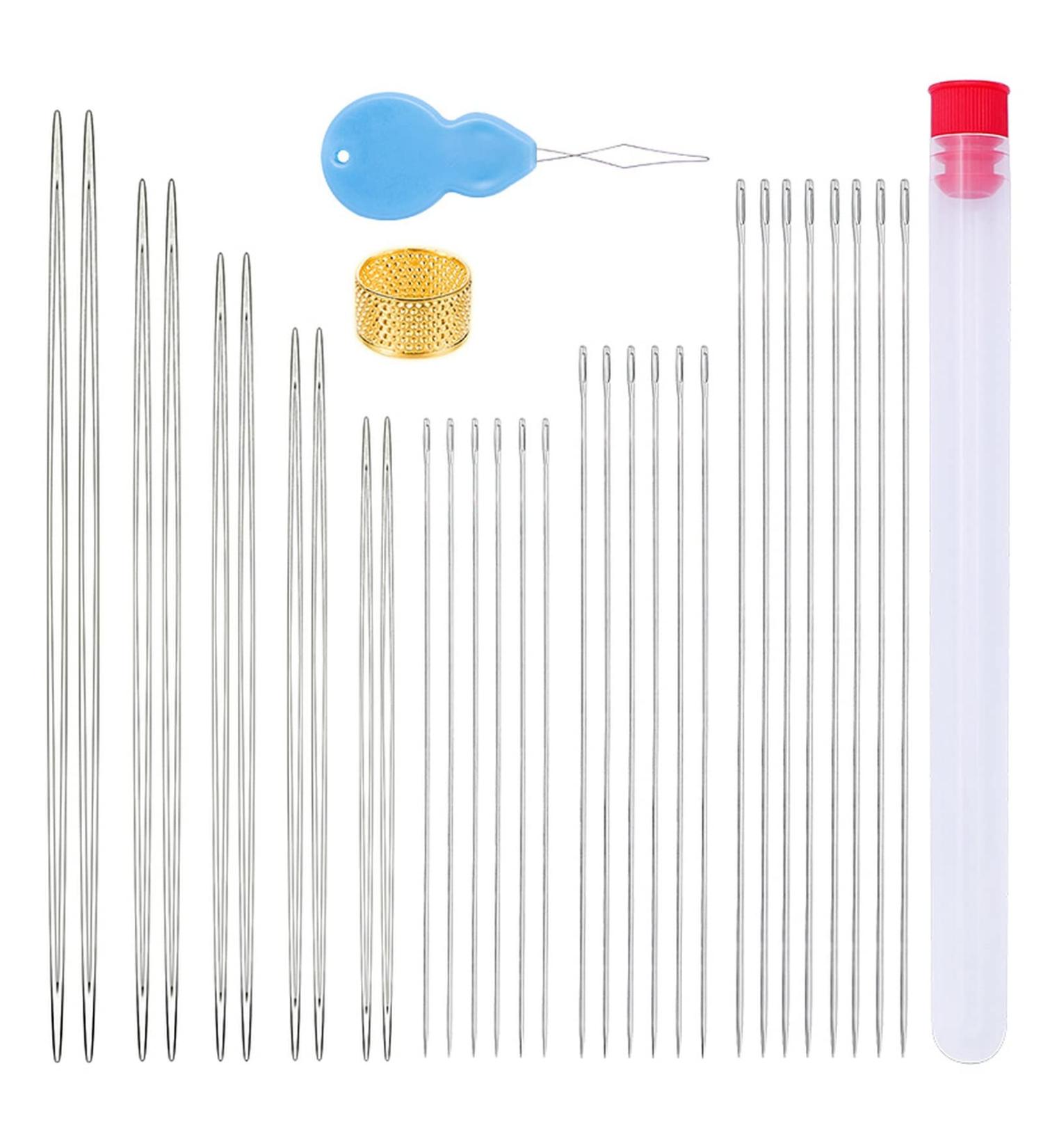 Acne Needle Set - 3PCs Pearl Needles & 30 Big Eye + Straight Needles for Jewelry Making | Easy Threading - Buy Online on GoSupps.com
