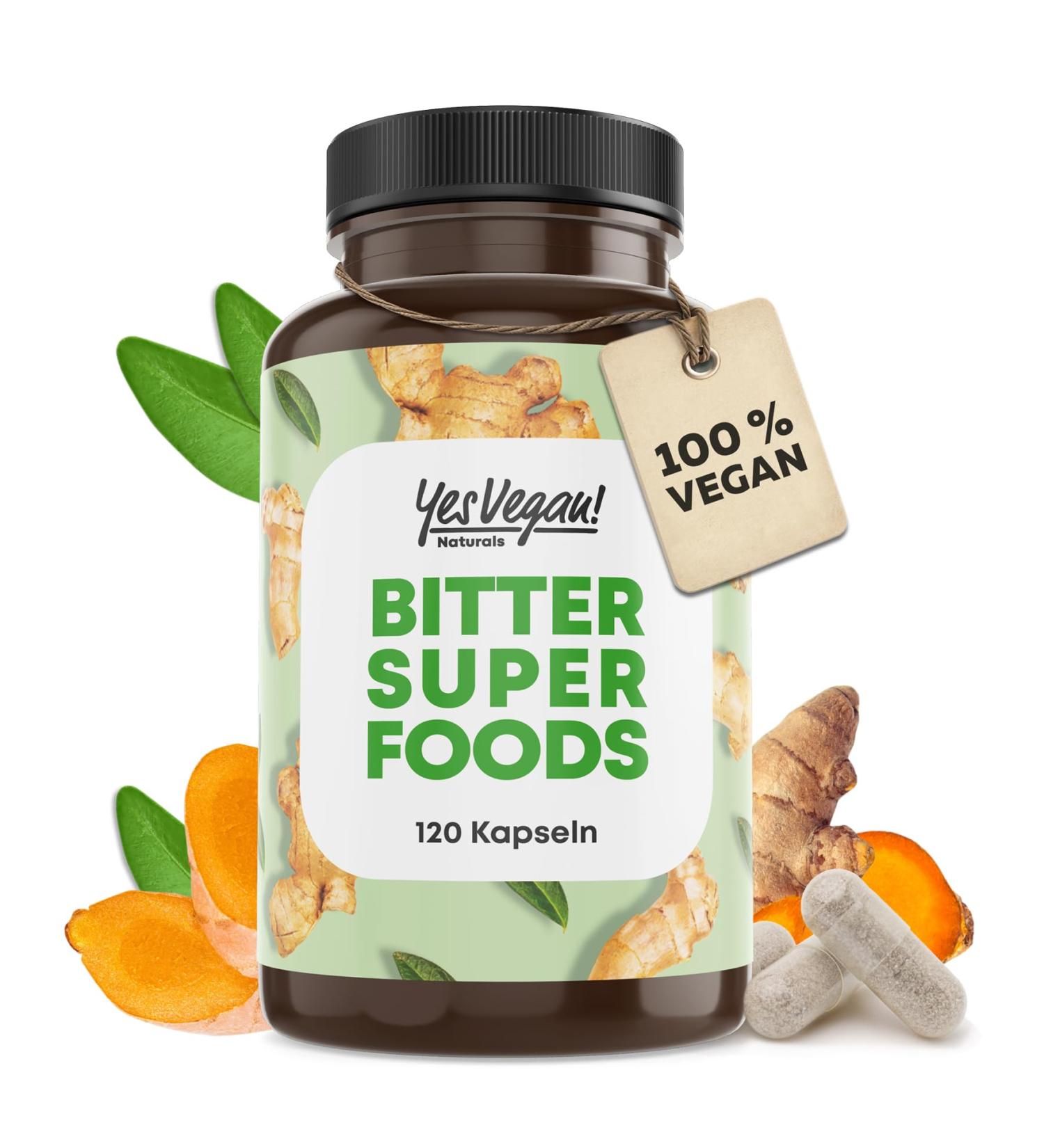 Bitter Fabrics Capsules - 120 Vegan Capsules with 11 Natural Herbs | Ginger Dandelion Turmeric & More | Enhance Digestion & Wellness - Buy Online on GoSupps.com