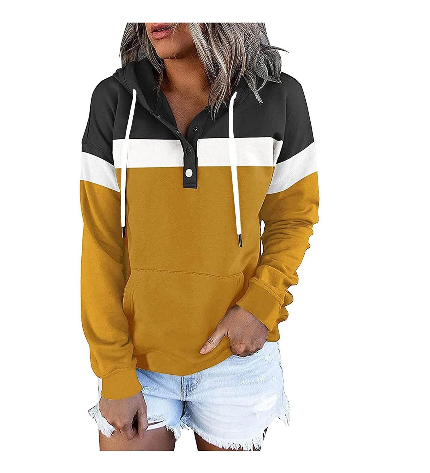 oelaio Sweatshirt Womens Hoodie Womens Fleece Turtleneck Sweatshirt Sweatshirt Halloween Embroidered Yellow Large - Buy Online on GoSupps.com