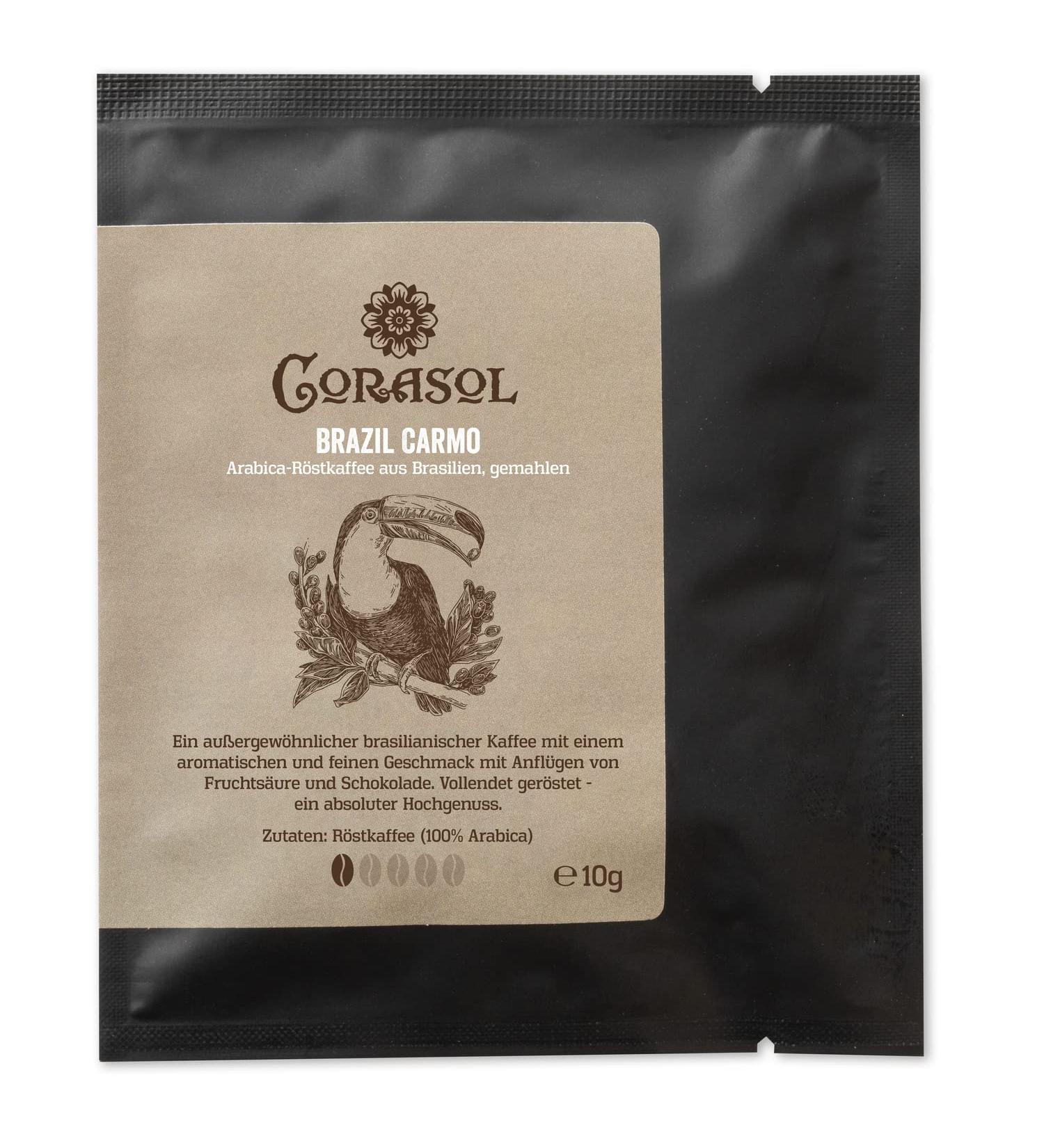  Corasol Corasol Brazil Carmo Brazil Arabica Roast Coffee Ground (10g Coffee) - Buy Online on GoSupps.com