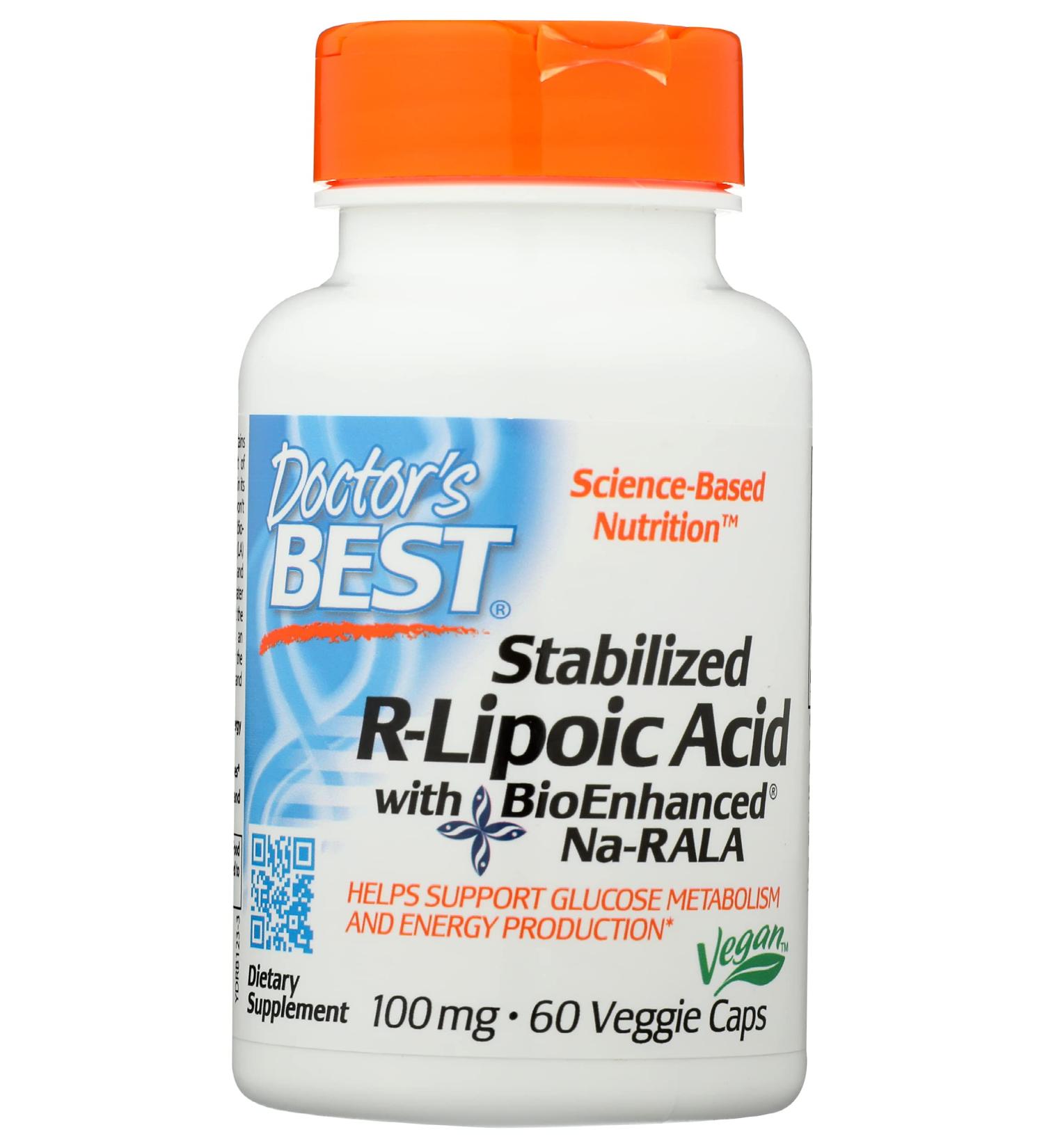 Buy Doctors Best Stabilized R-Lipoic Acid 100 MCG - Gluten Free Veggie Capsules | 60 Count - International Shipping Available - Buy Online on GoSupps.com