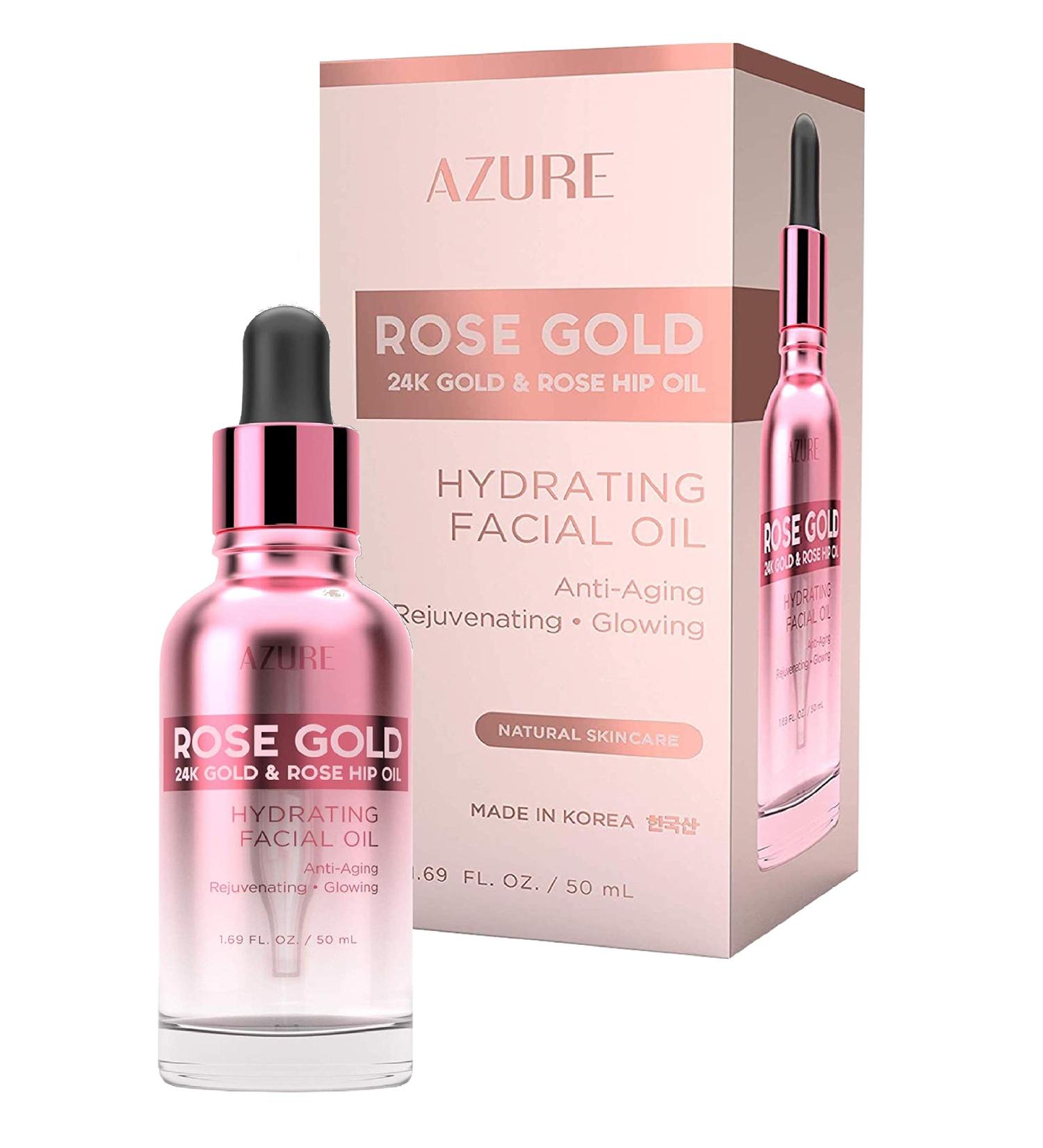 AZURE Rose Gold Hydrating Facial Oil | Anti Aging, Lifting & Firming | Reduces Wrinkles & Fine Lines | Calms & Revitalizes Skin | 50mL - Buy Online on GoSupps.com