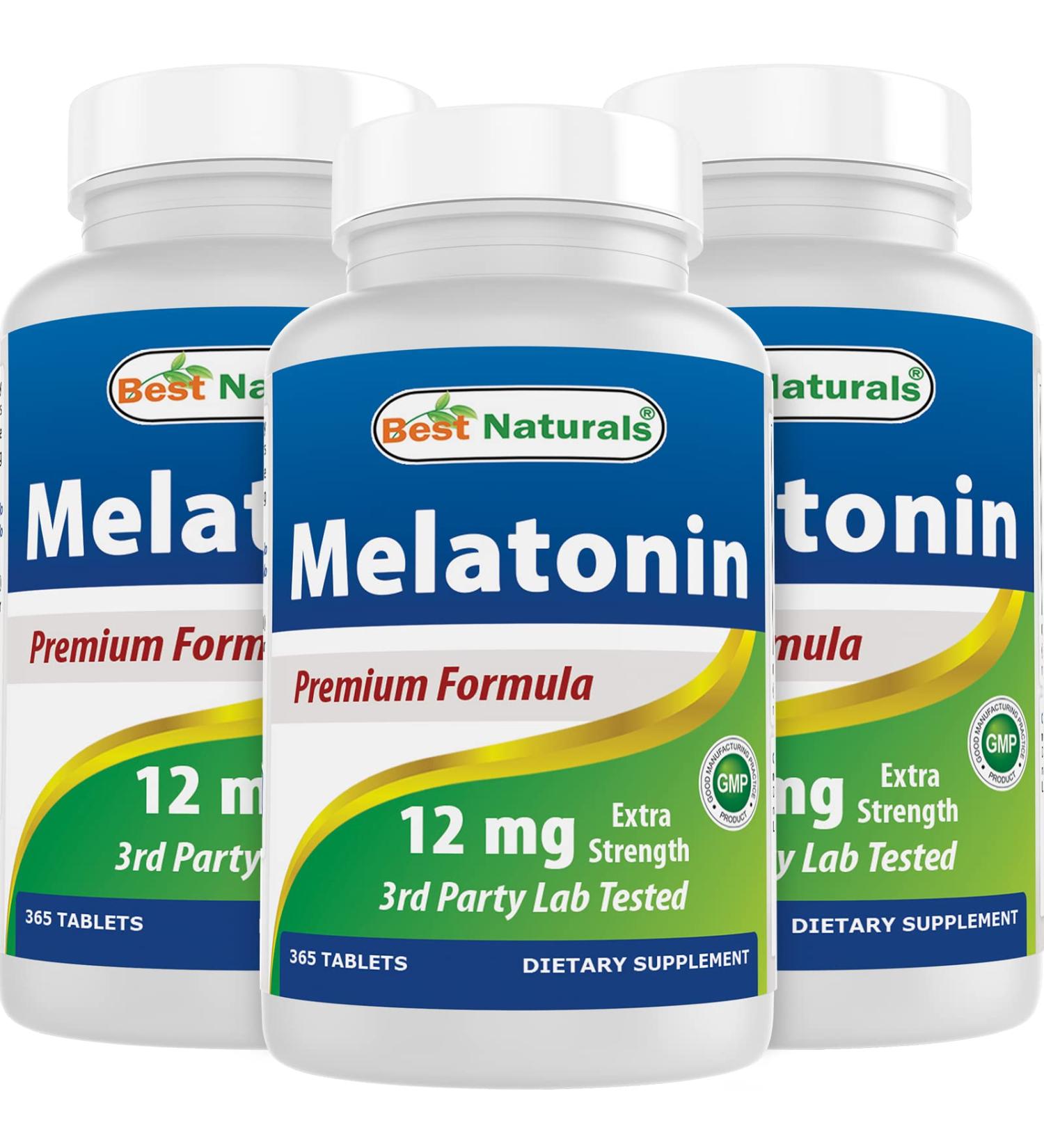Best Naturals Melatonin 12 mg (1 Year Supply) - Drug-Free Nighttime Sleep Aid - Melatonin for Sleep and Relaxation 365 Count (365 Count (Pack of 3)) - Buy Online on GoSupps.com