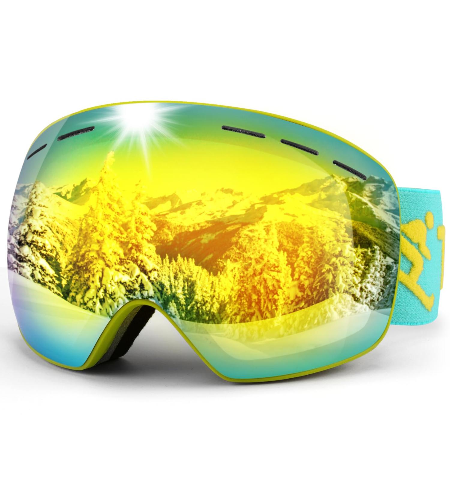 Trusiel Ski Goggles for Men & Women - Anti-Fog OTG UV400 Protection Helmet-Compatible - Green - Buy Online on GoSupps.com