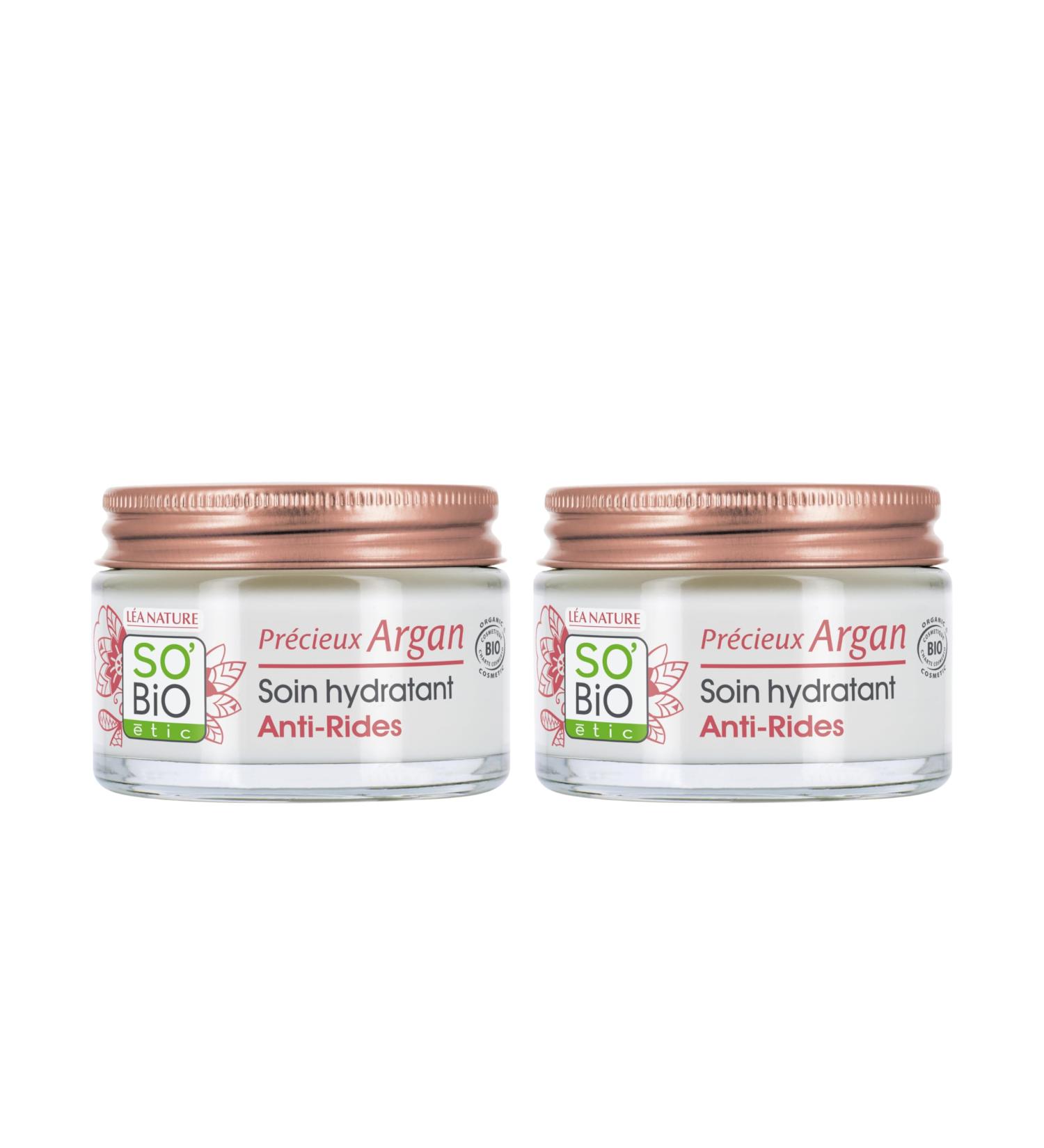 So'Bio tic L A NATURE SO BiO tic | Anti-Wrinkle Day Moisturizer Precious Argan | Reduces wrinkles and tones the skin | Organic Argan Oil | 99% natural origin | Made in France | Pack of 2 x 50 ml