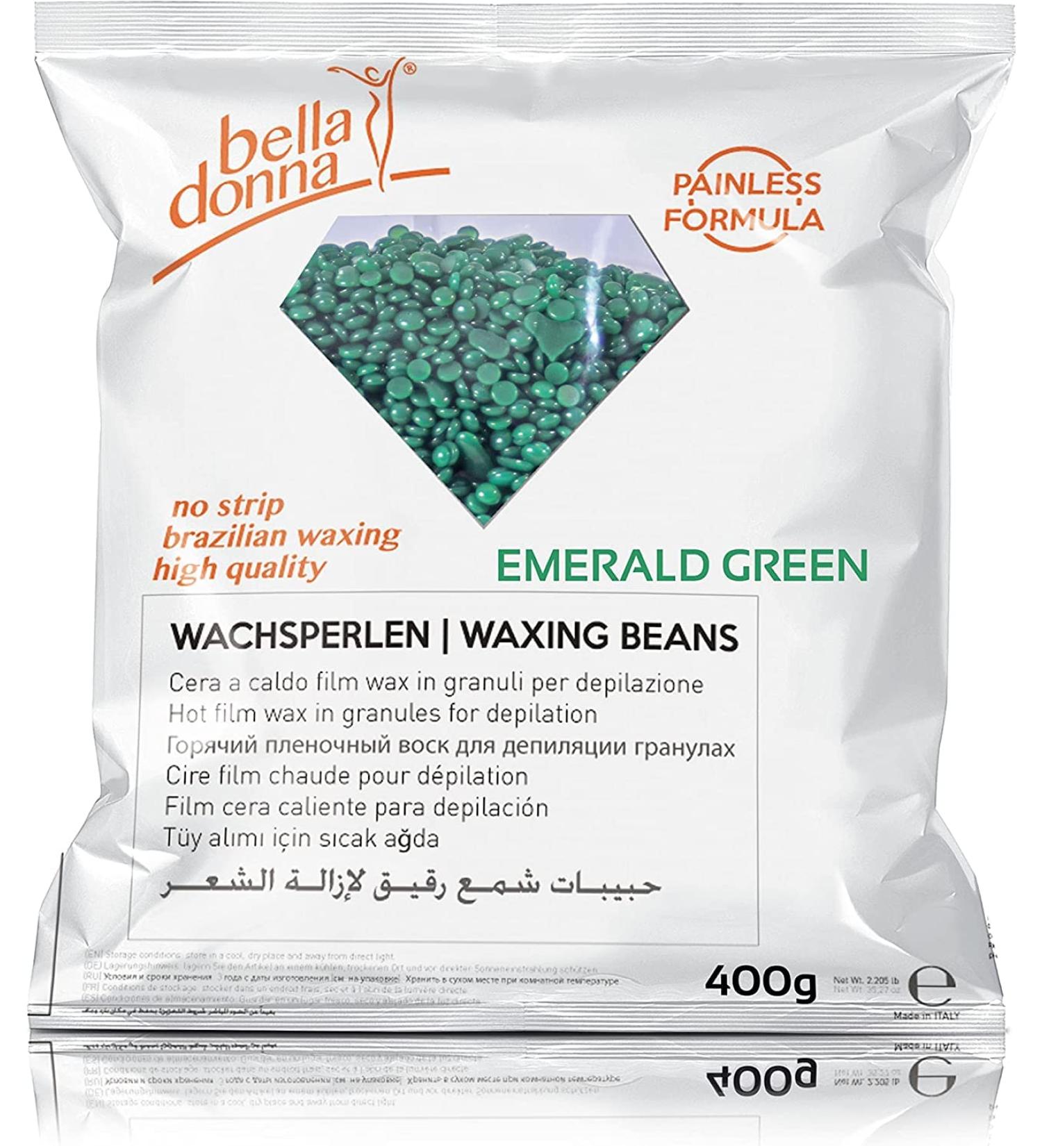 Buy Bella Donna Emerald Green Wax Pearls for Streak-Free Hair Removal - 400g - Flexible & Creamy Consistency | International Shipping Available - Buy Online on GoSupps.com