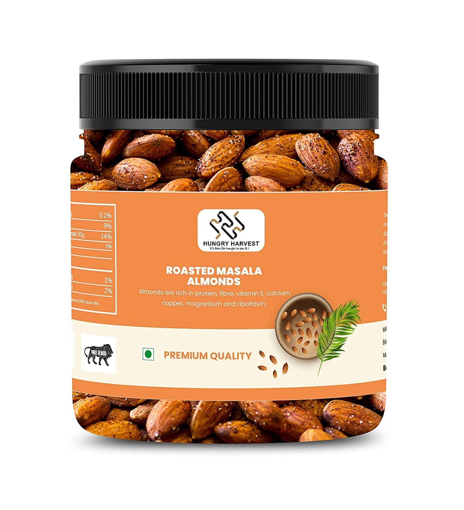 Hungry Harvest California Almond(Badam) Masala Roasted Flavour 250g_Packing May Vary