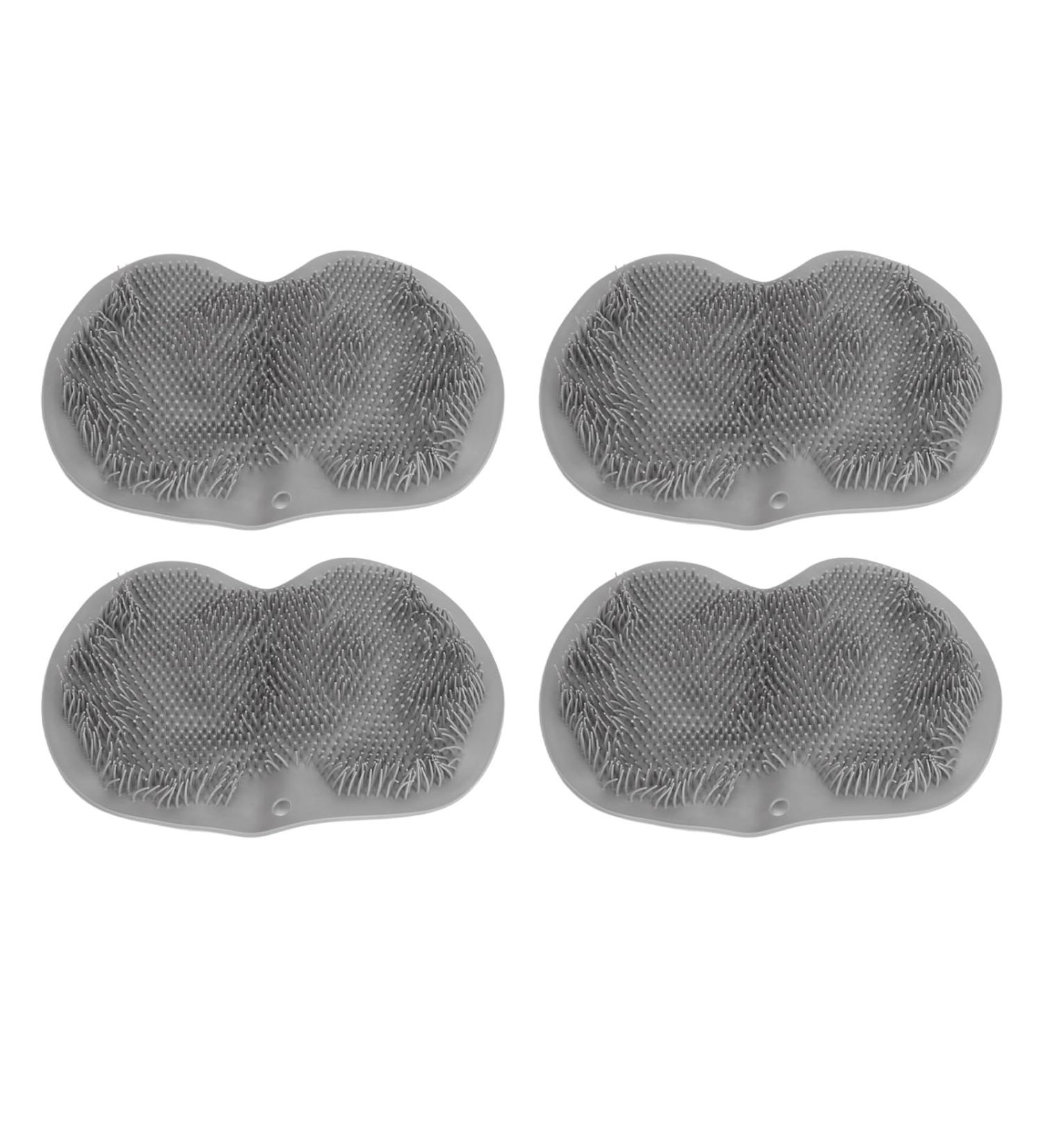 Shower Back Scrub Mat - Non-Slip Textured Surface Soft Bristles | 4 Pack Foot Cleaner & Massage Mat for Ultimate Shower Comfort - Buy Online on GoSupps.com