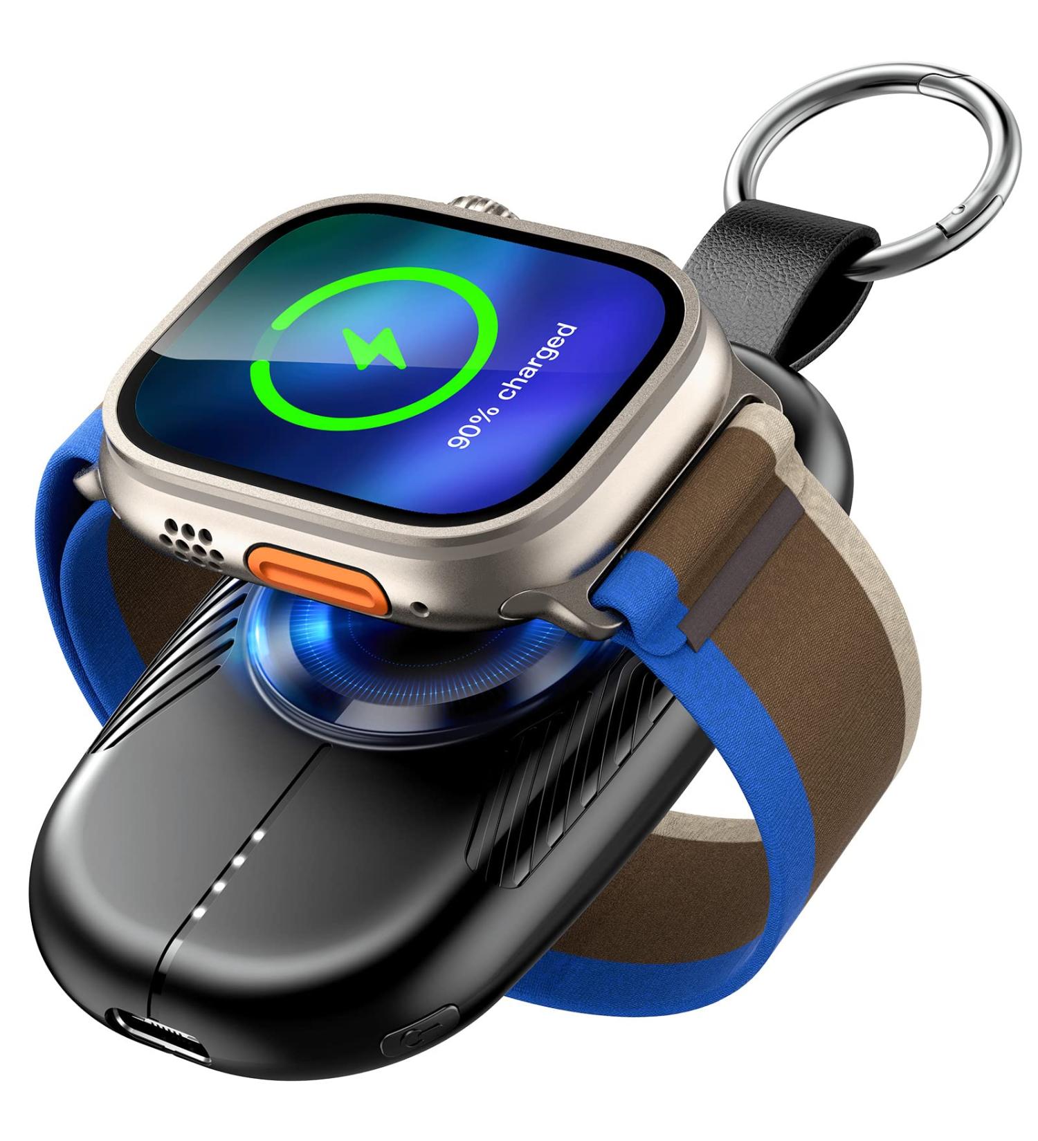 Apple Watch Portable Charger 1200mAh Magnetic Keychain Power Bank for Series 8/UItra/7/6/SE/5/4/3/2 - Buy Online on GoSupps.com