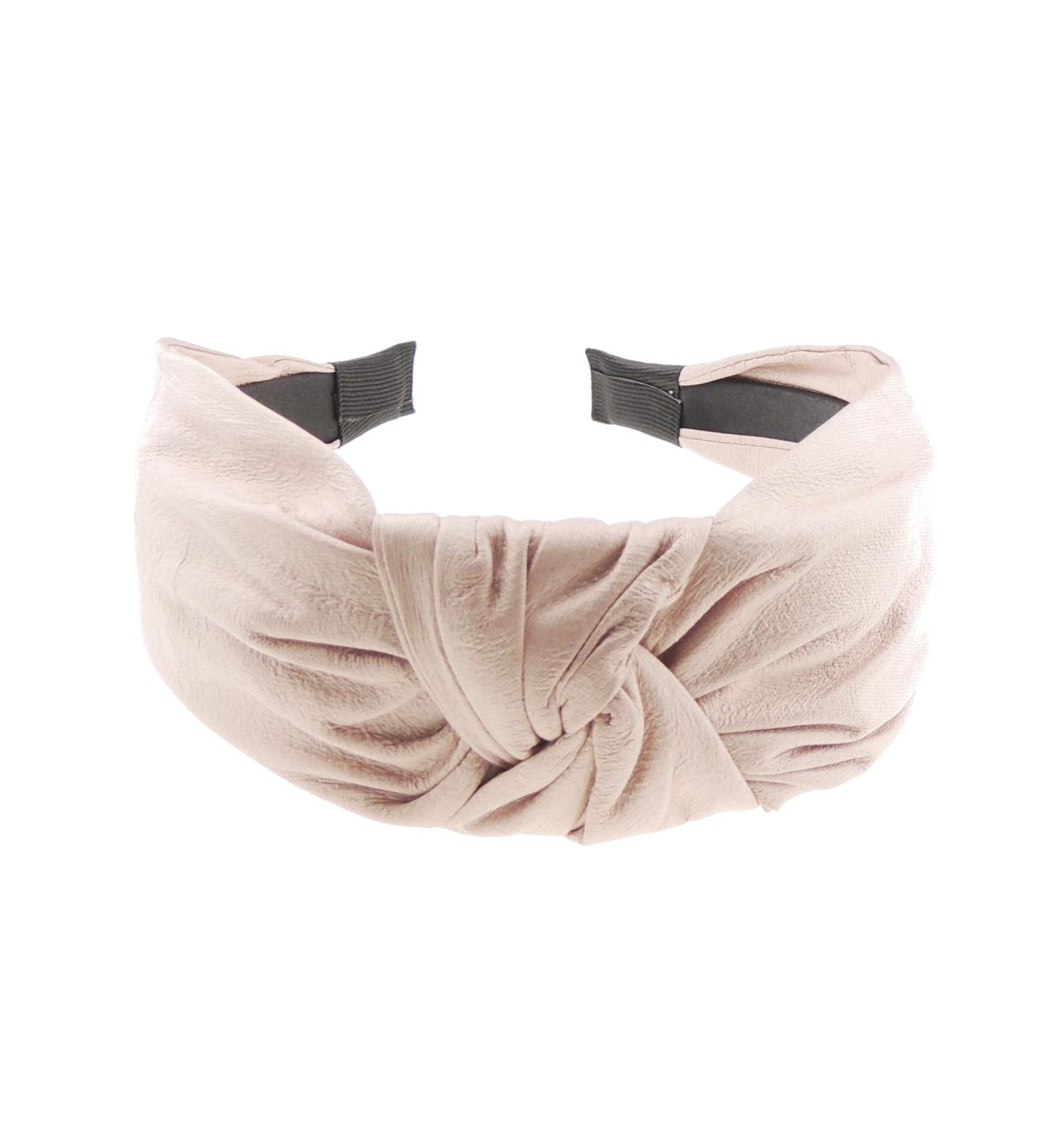 Ladies Wide Soft Leather Look Top Knot Evening Headband Alice Band (Dusky Pink)