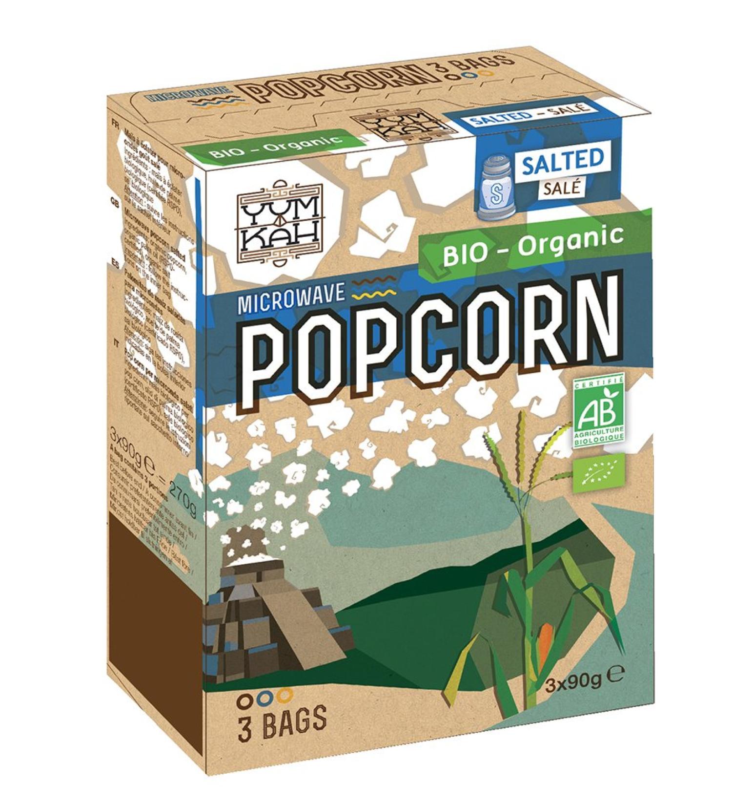 Yum Kah Yum Kah Organic Salted Popcorn 90 g - Pack of 4