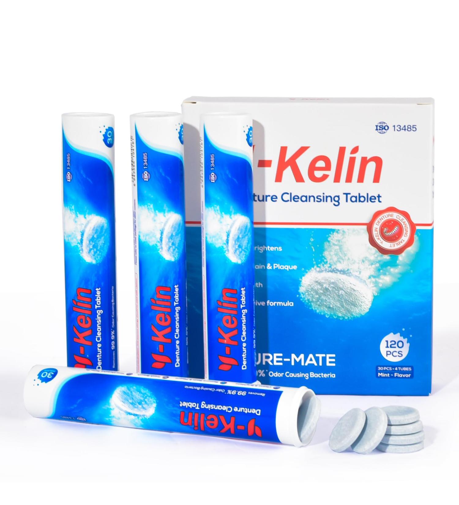 Denture Cleaning Tablets - 120 Retainer Cleaner Tablets, Removes Odors & Stains - For Dentures, Night Guards, Retainers, Aligners & Dental Appliance Cleaner - Mint Flavor - 4 Month Supply - Buy Online on GoSupps.com