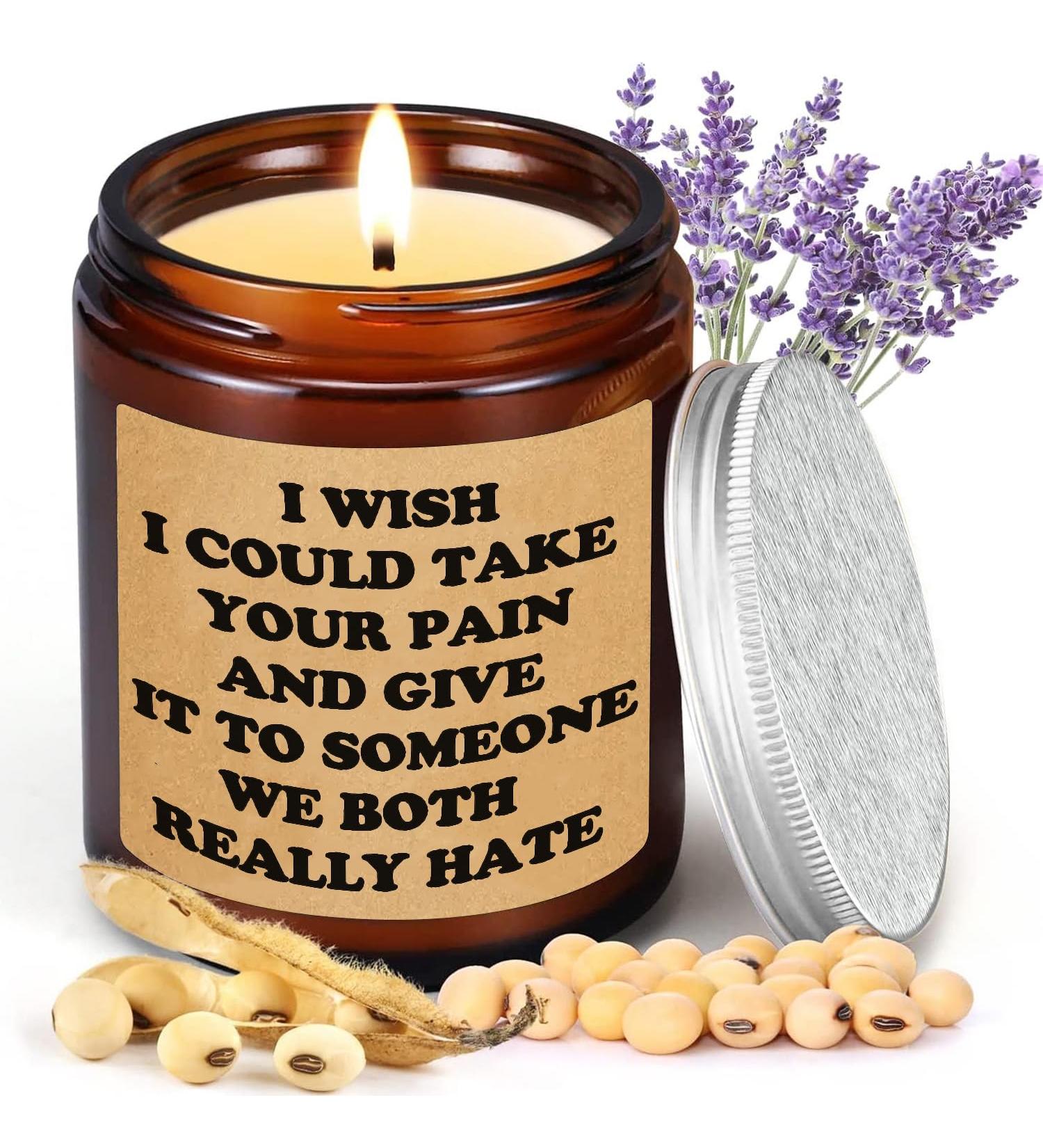Soy Wax Lavender Scented Candle Gift for Women - Handmade 200g - 50 Hours Long Lasting Aromatherapy - Perfect Gift for Friend (I Wish) - Buy Online on GoSupps.com