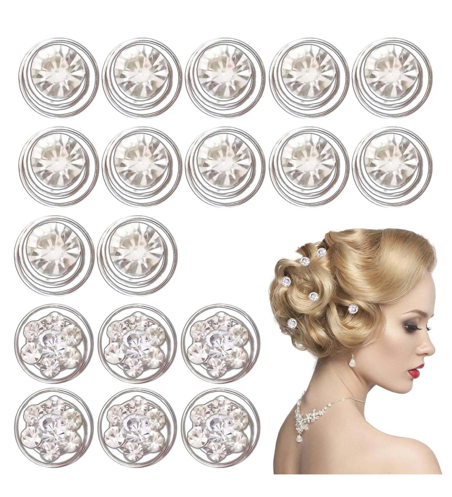 18 Rhinestone Hair Clips 12 Single Diamond Hair Accessories 6 Petal Diamond Hair Accessories Spiral Hair Clips Crystal Hair Clips - Buy Online on GoSupps.com