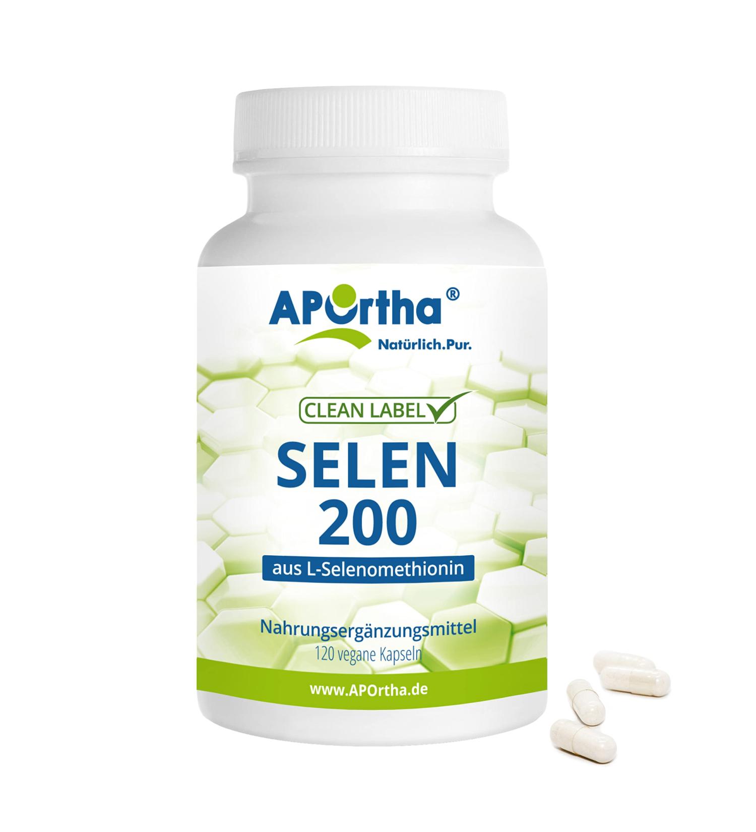 Aportha Selenium Capsules 120 Pieces | 200 g L-Selenomethionin | Vegan Gluten-Free & Easy to Swallow - Shop Now! - Buy Online on GoSupps.com