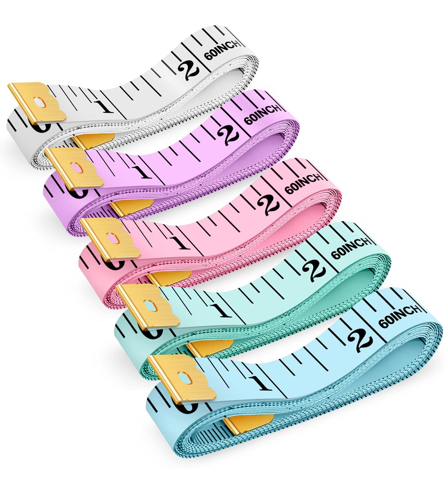 iBayam Soft Tape Measure 60-Inch Double Scale Ruler 5-Pack - Body Measuring, Sewing, and Craft Supplies in Pastel Colors - Buy Online on GoSupps.com
