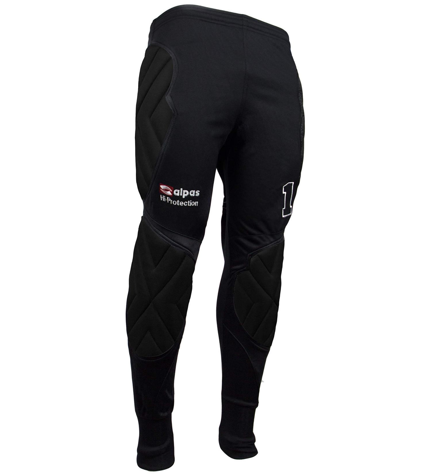 Alpas goalkeeper trousers long with hip and knee padding - size 116 to XXXL *NEW* 116 Black