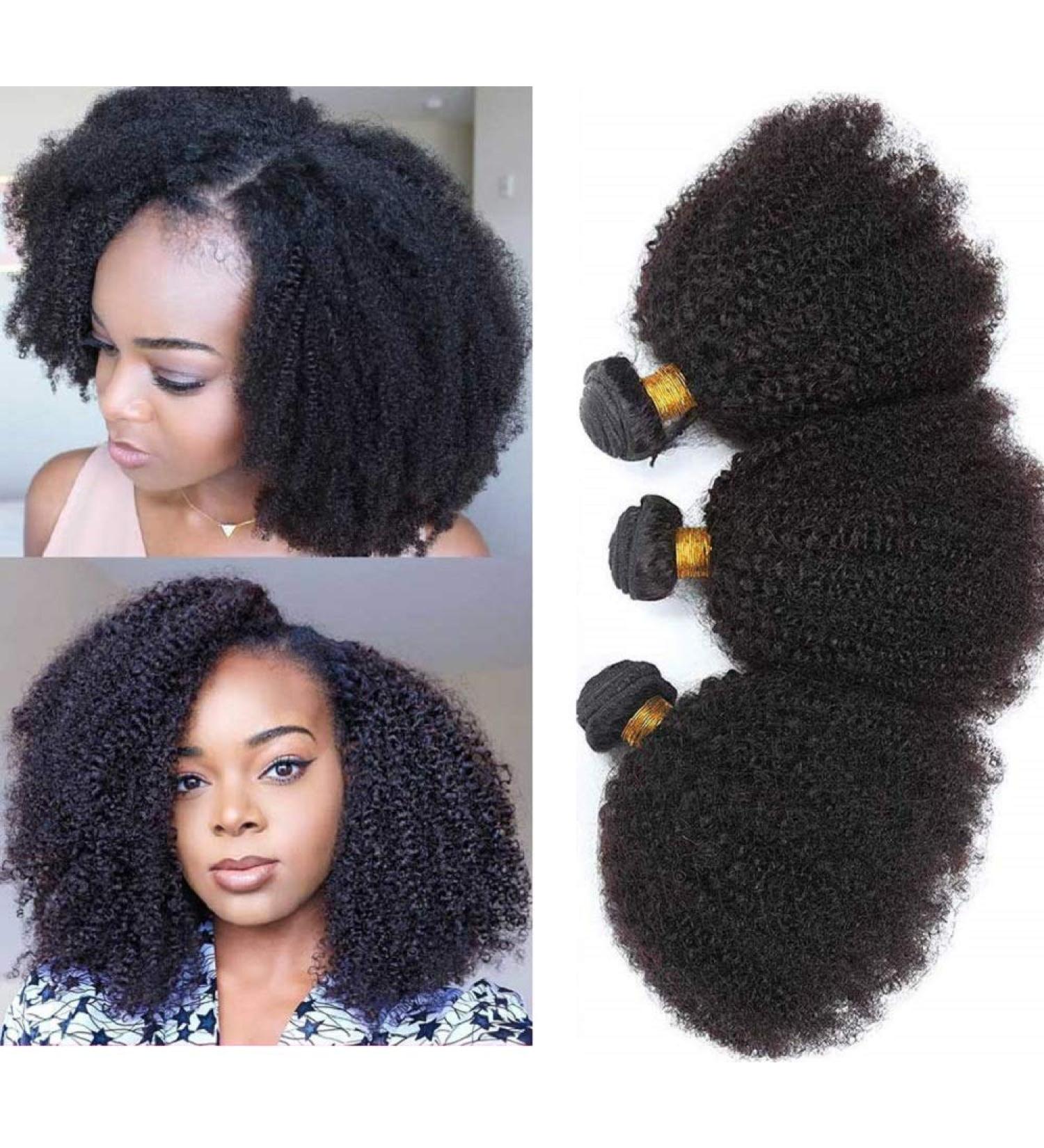Mongolian Afro Kinky Curly Human Hair Bundles - 12 14 16 Inch - 4B 4C Virgin Hair Extensions for Black Women - Buy Online on GoSupps.com