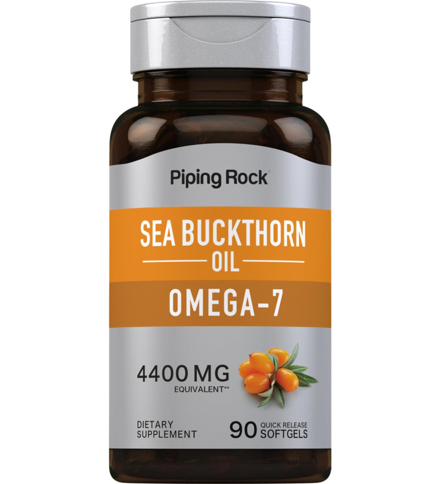 Piping Rock Sea Buckthorn Oil Capsules | 90 Softgels | Sea Buckthorn Berry Extract | with Omega-7 | Gluten Free Non-GMO - Buy Online on GoSupps.com