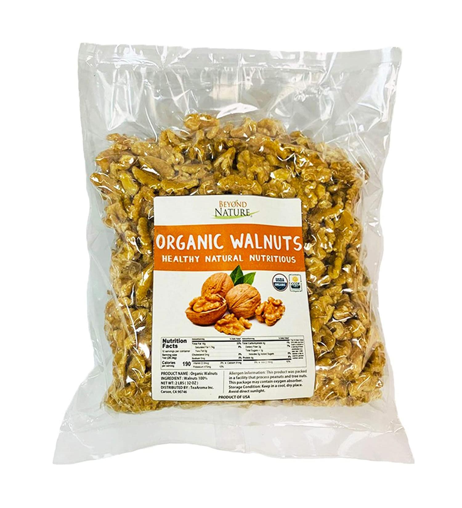 Beyond Nature Organic Raw Walnuts 2 LB - Vacuum Sealed, Non GMO, No Salt, Low Carb, Gluten Free - Keto & Vegan Snack - Buy Online on GoSupps.com