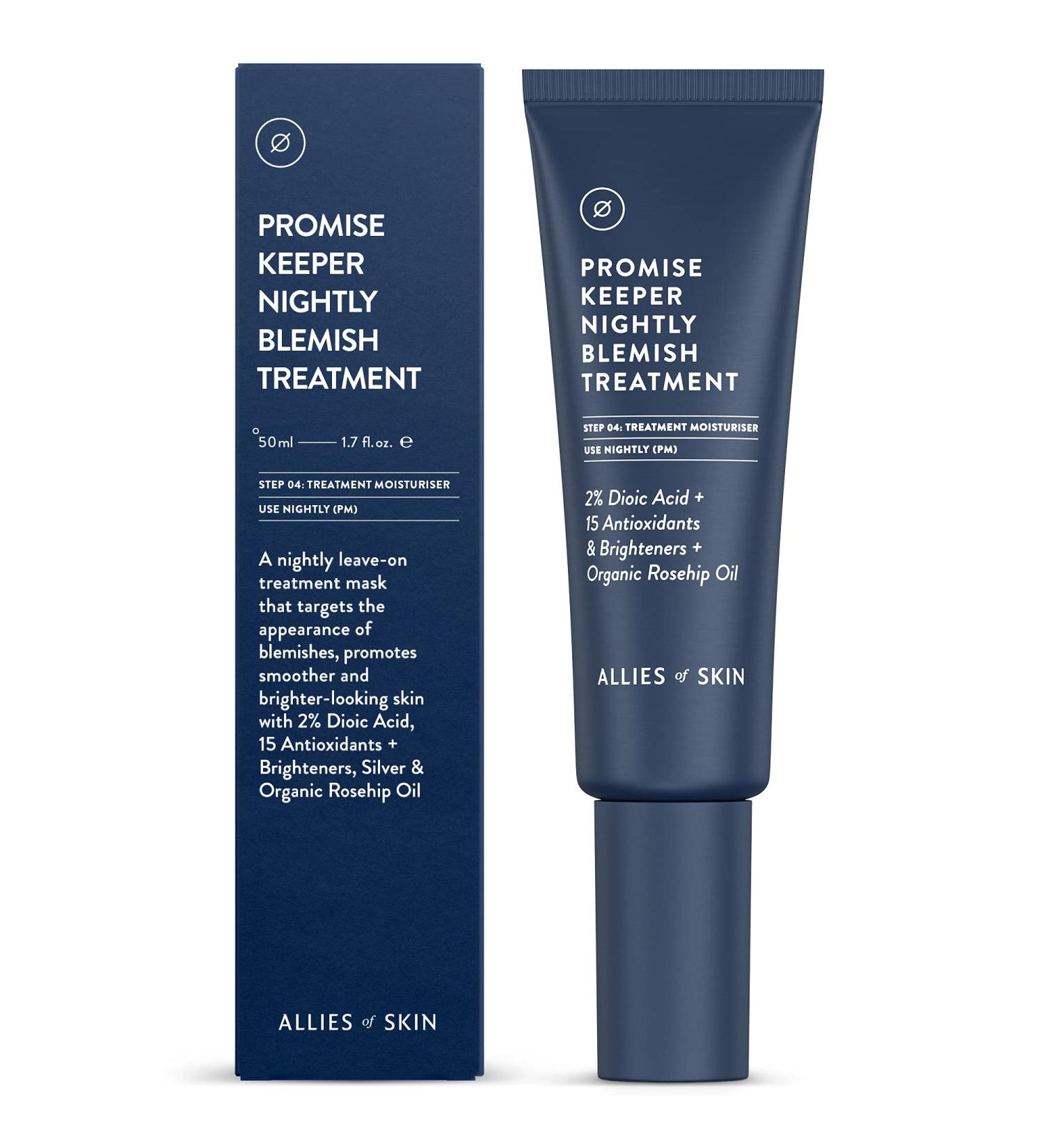 Allies of Skin Promise Keeper Blemish Sleeping Facial: Night Cream Moisturizer Treatment. Dioic + Mandelic + Lactic Acid Manuka Honey Rosehip Oil. Hydrates & Refines Skin 1.7 oz / 50 ml - Buy Online on GoSupps.com