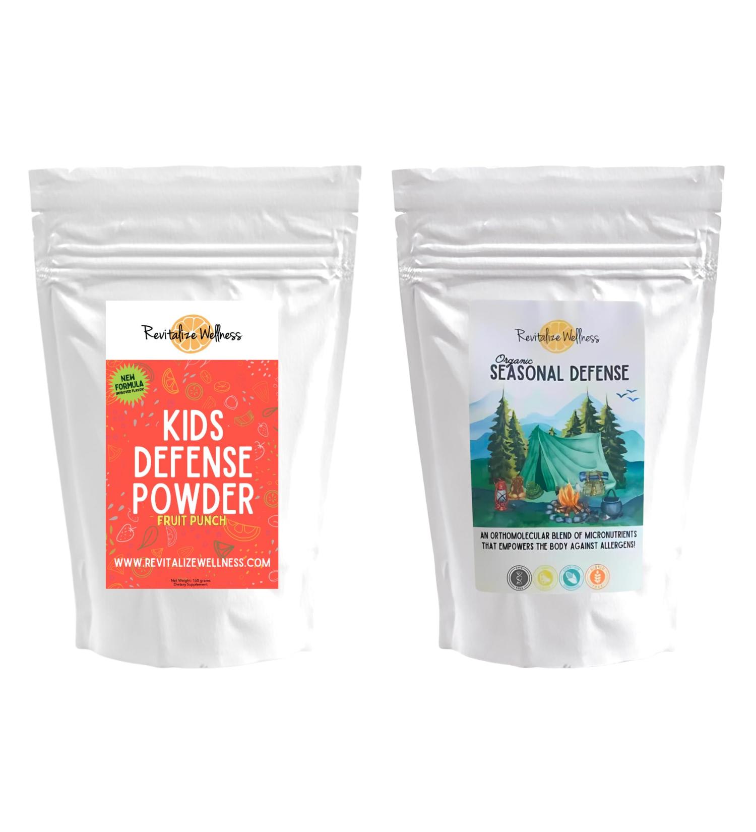 Revitalize Wellness Bundle | Kids Defense Powder (Fruit Punch) 120 Servings and Organic Seasonal Defense (Fruit Punch) 30 Servings - Buy Online on GoSupps.com
