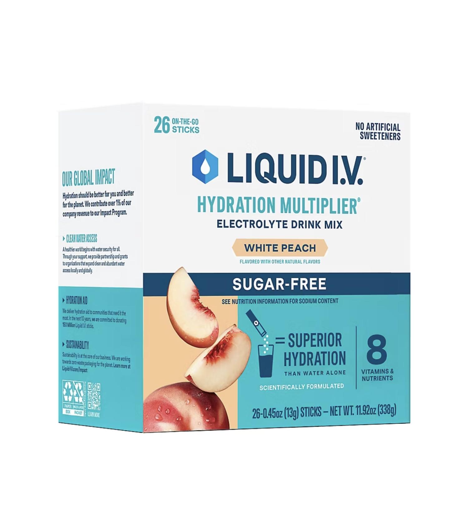 Liquid I.V. Sugarfree Hydration Multiplier White Peach - 26 Sticks (1)