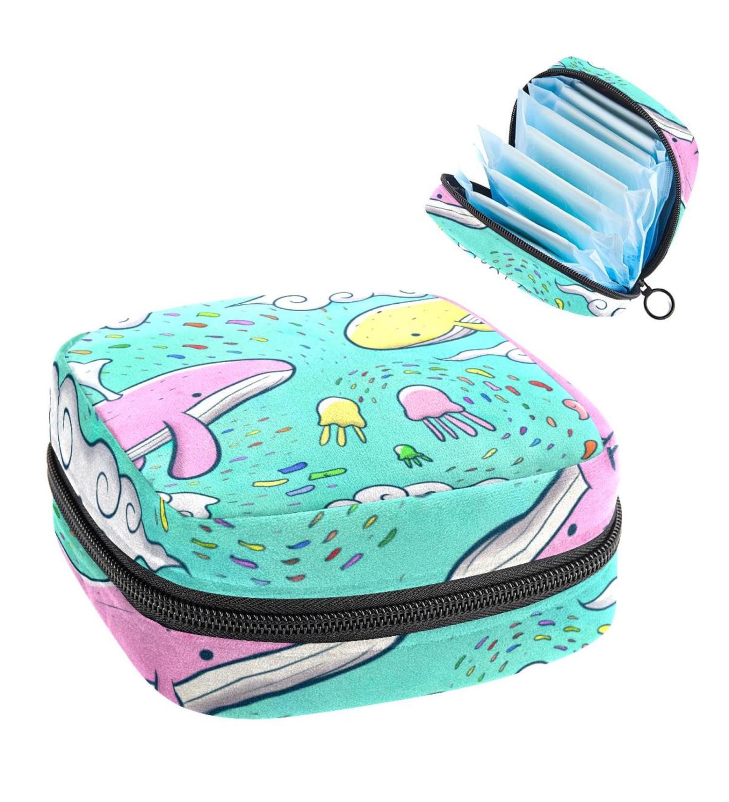 GIAPB Period Bag - Sanitary Napkin Storage & Travel Makeup Pouch (Whales and Fish Color) - Buy Online on GoSupps.com