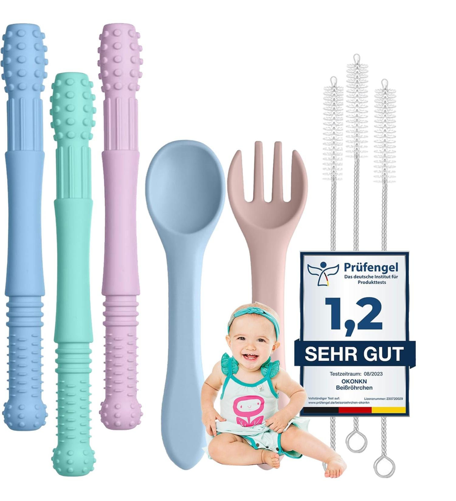 Okonkn Bite Tube Baby 5 Set - BPA-Free Silicone Dental Aid & Teething Ring for Babies 3 Months+ | Safe & Fun Baby Accessories - Buy Online on GoSupps.com