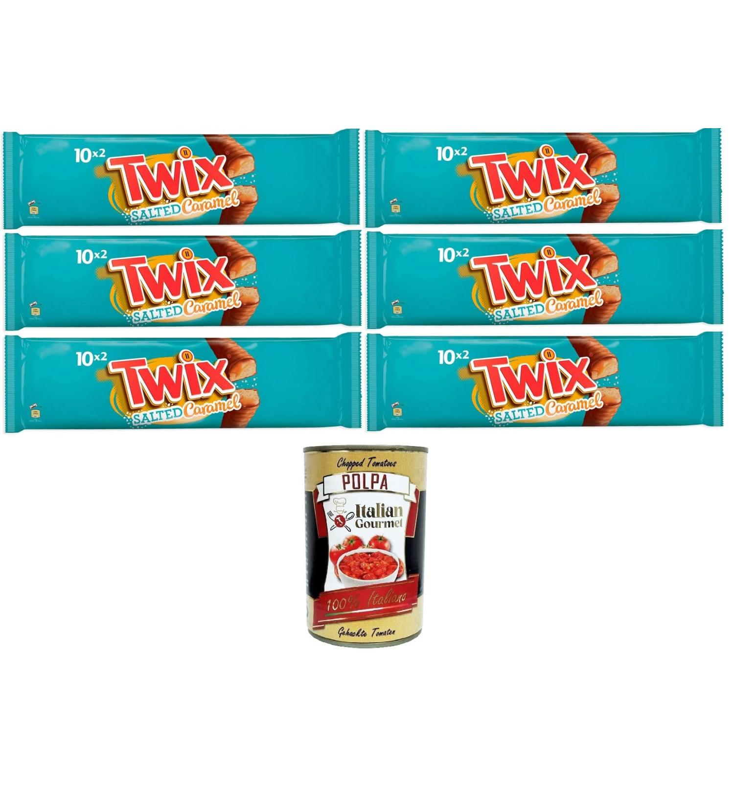 Twix Caramello Salato Maxi Stecca da 10 Confezioni Bipack Salted Caramel Twix Salted Caramel Maxi Stick with 10 packs Bipack Salted Caramel 6 x 460 g + Italian Gourmet Polpa 400 g - Buy Online on GoSupps.com