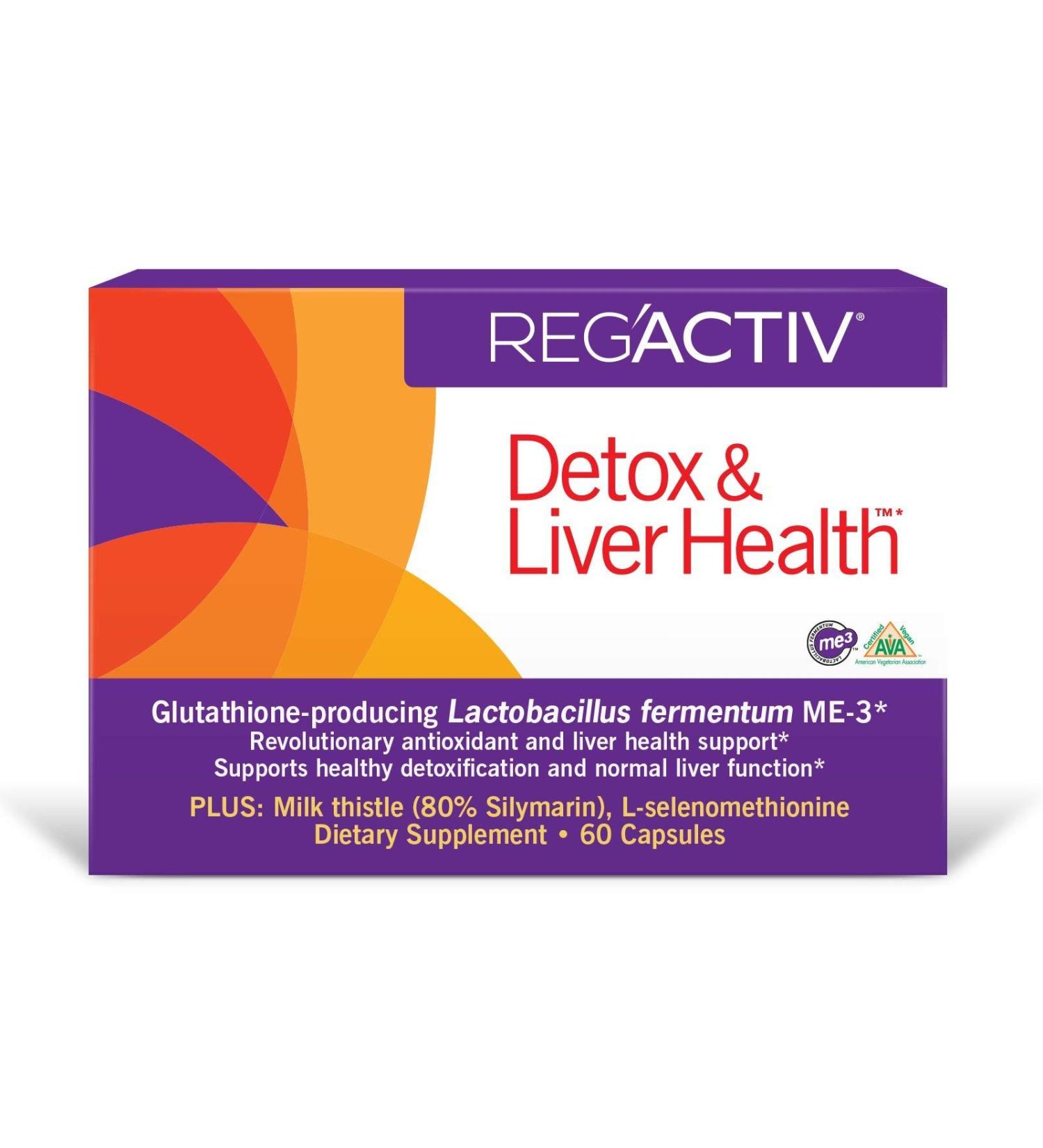REG'ACTIV Detox & Liver Health 60 Capsules with Glutathione-Producing Lactobacillus fermentum ME-3 - Buy Online on GoSupps.com