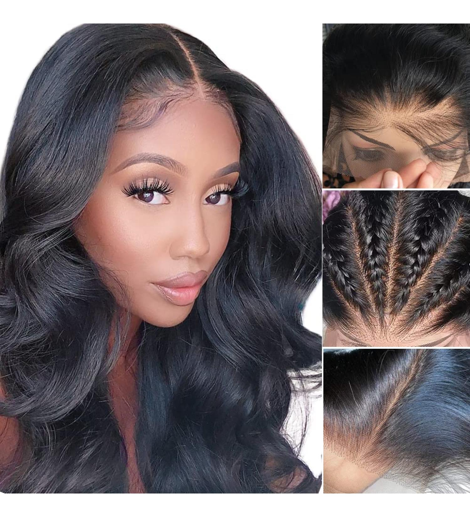 14 Inch Body Wave Lace Front Wig with 13x4 Closure | 150 Density Pre Plucked Human Hair Wig with Baby Hair | HD Lace Frontal Wig for Black Women - Buy Online on GoSupps.com