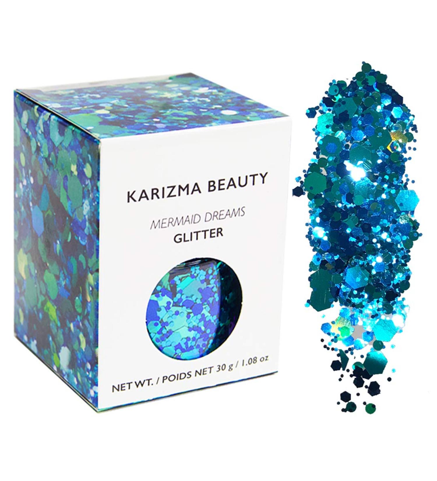 KARIZMA BEAUTY Mermaid Chunky Glitter 30g Jar - Festival Cosmetic Glitter for Face, Body, Hair & Nails - Buy Online on GoSupps.com