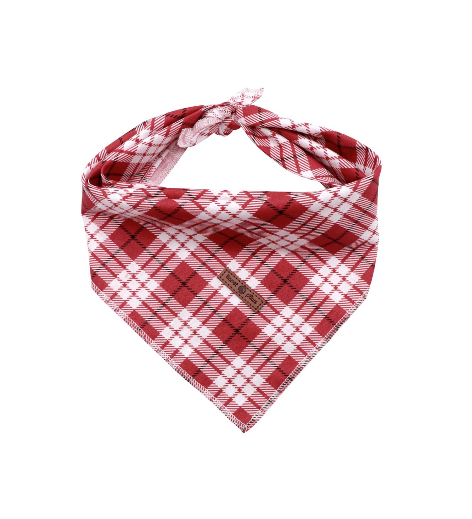 Lionet Paws Dog Bandana - Triangular Headscarf for Small Medium & Large Dogs | Red Checked Design | 1-Pack - Buy Online on GoSupps.com