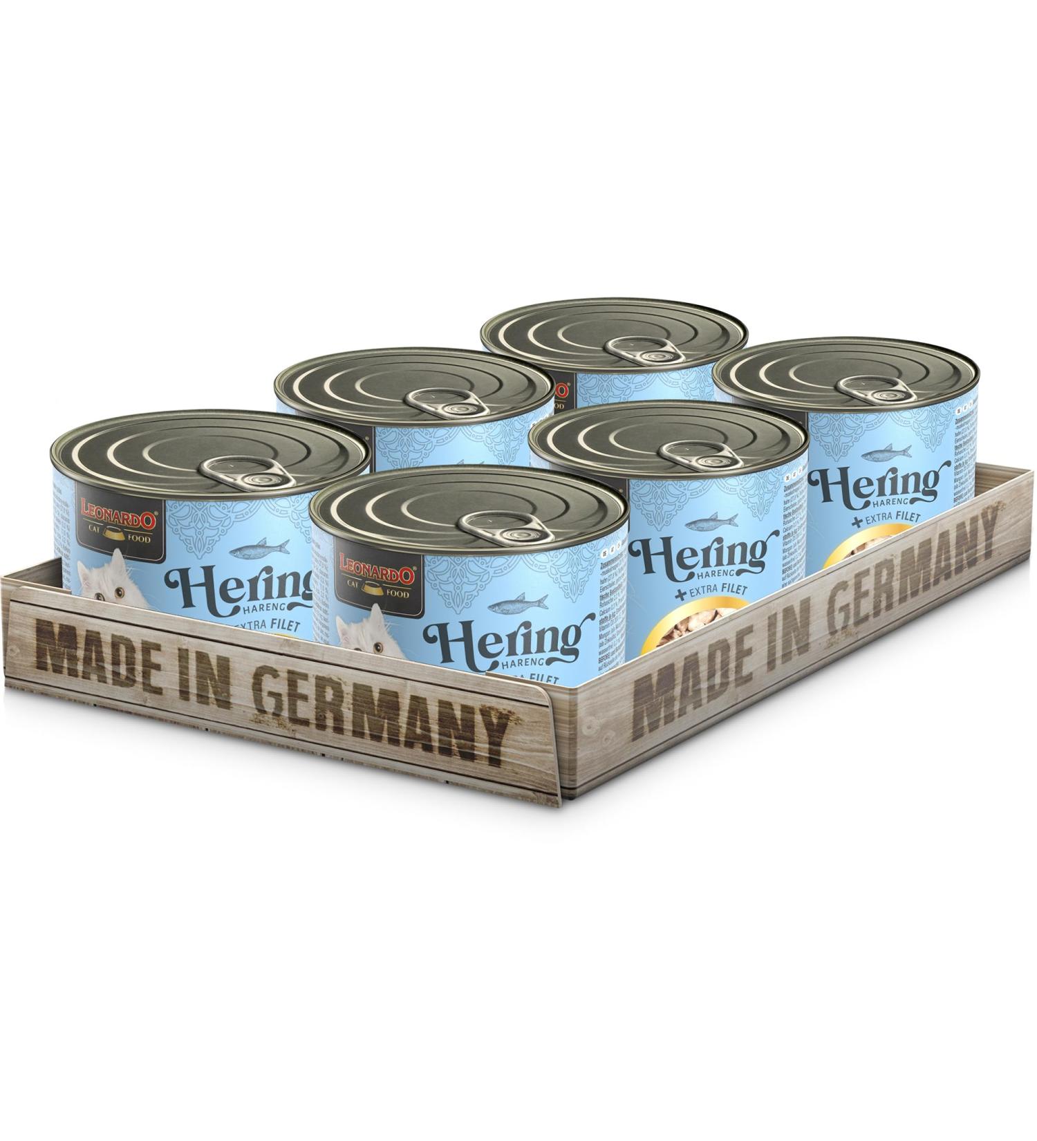 LEONARDO Herring + Extra Fillet | (6 x 200g) Herring + Extra Turkey Fillet | Canned wet food with Extra Fillet | grain-free and with a high Via content - Buy Online on GoSupps.com