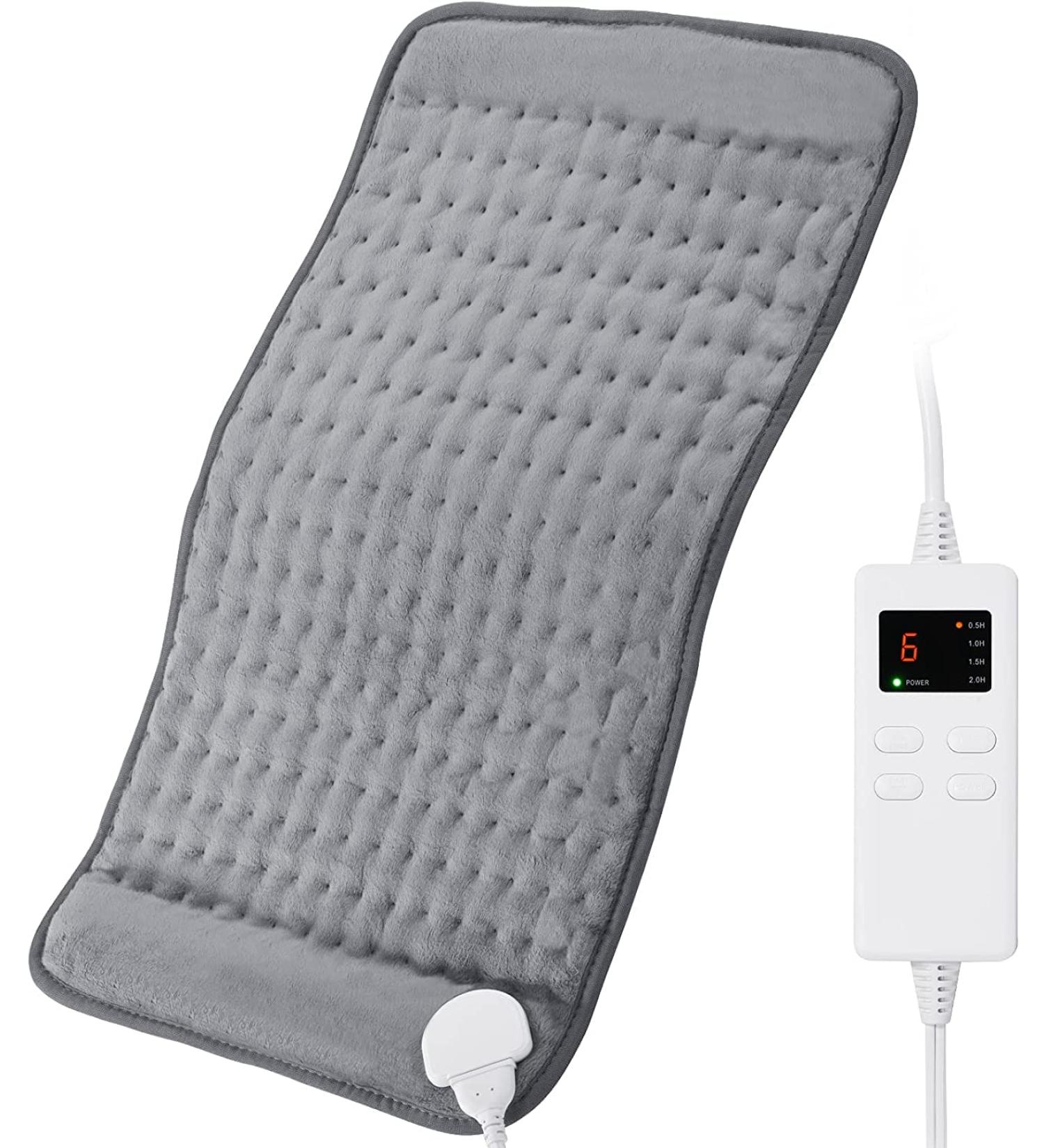 Toberto Ultra Soft Heating Pad for Back Pain Relief - 12x24 Large Electric Pad with 6 Adjustable Temperatures - Auto Shut Off - Charcoal Grey - Buy Online on GoSupps.com