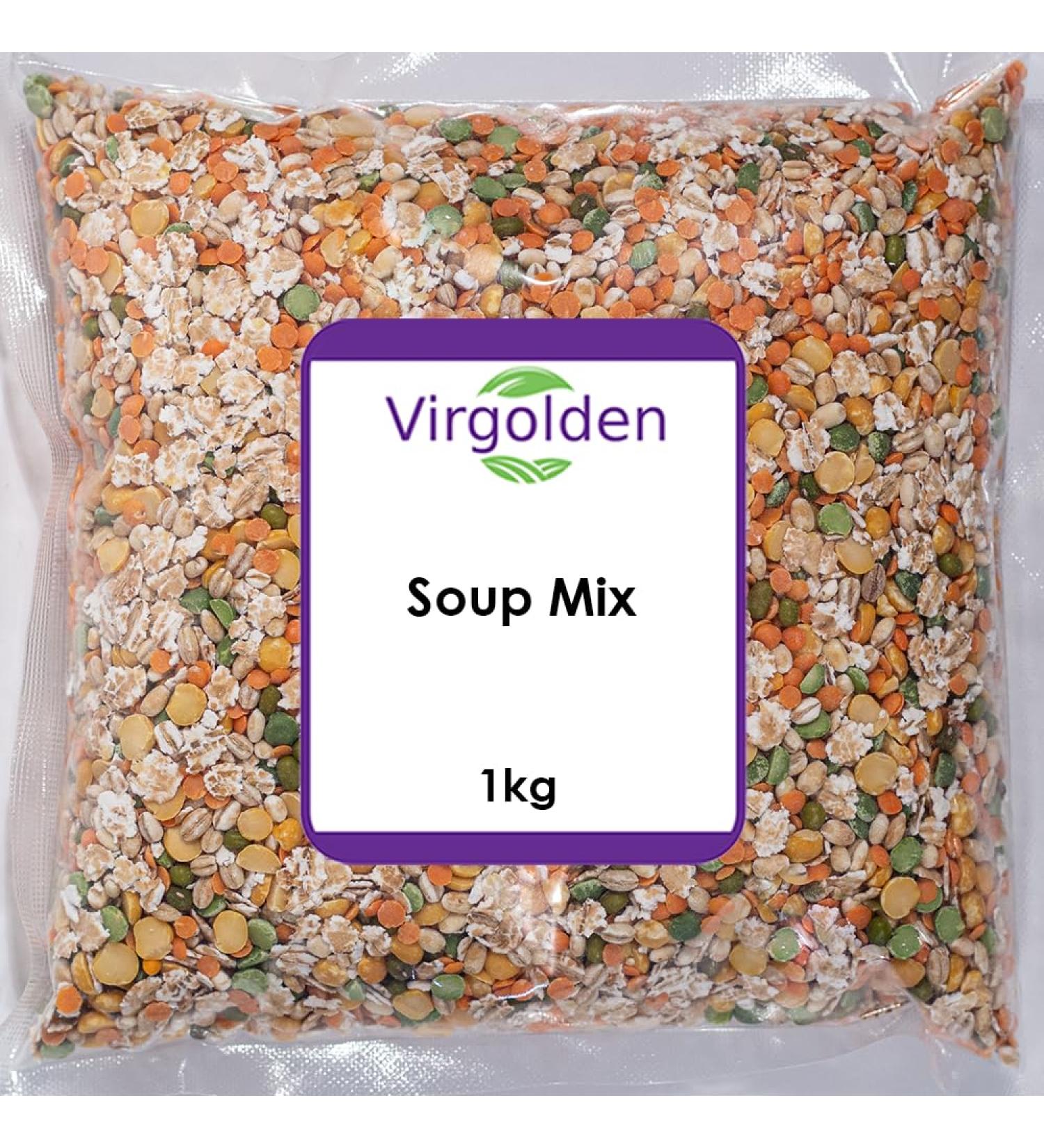 Soup Mix 1kg by Virgolden - Mix of Lentils Peas & Barley Vegan High Fibre High Protein