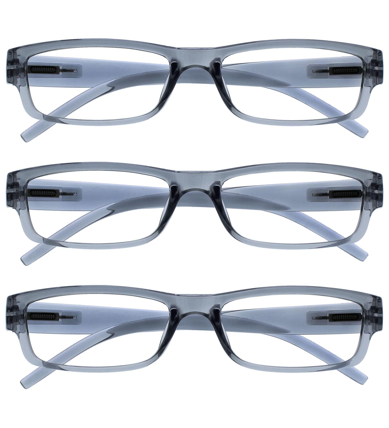Gray Lightweight Reading Glasses - Comfortable 3 Pack for Men & Women | UVR3PK032GR +1.00 - Stylish & Affordable - Buy Online on GoSupps.com