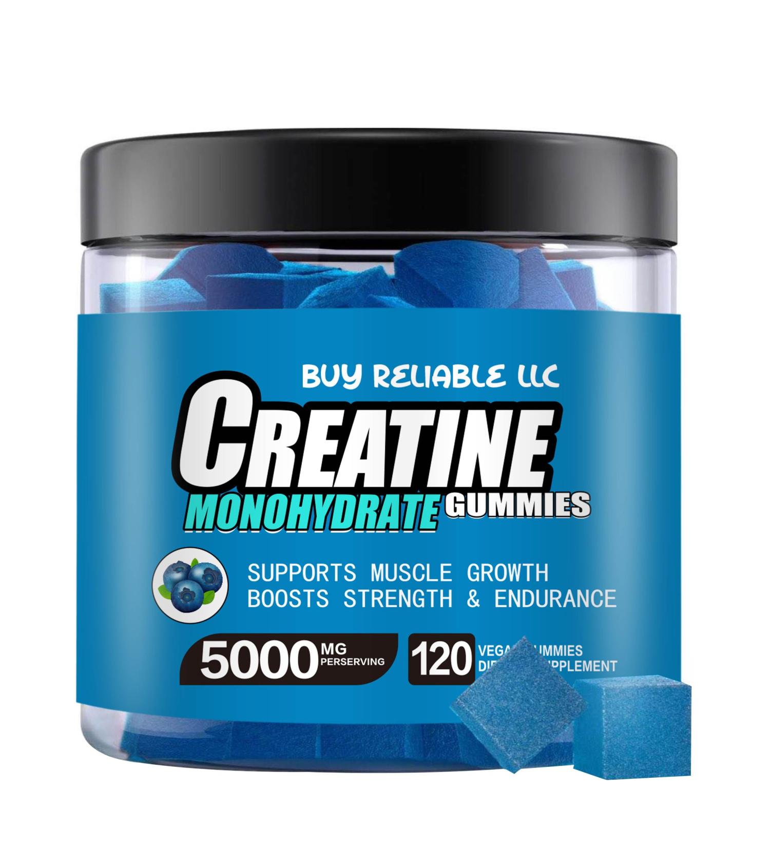 Buy RELIBLE LLC Creatine Monohydrate Gummies - 5g Creatine for Strength & Muscle Vegan & Sugar-Free Blueberry Flavor 120 Count - International Shipping Available - Buy Online on GoSupps.com