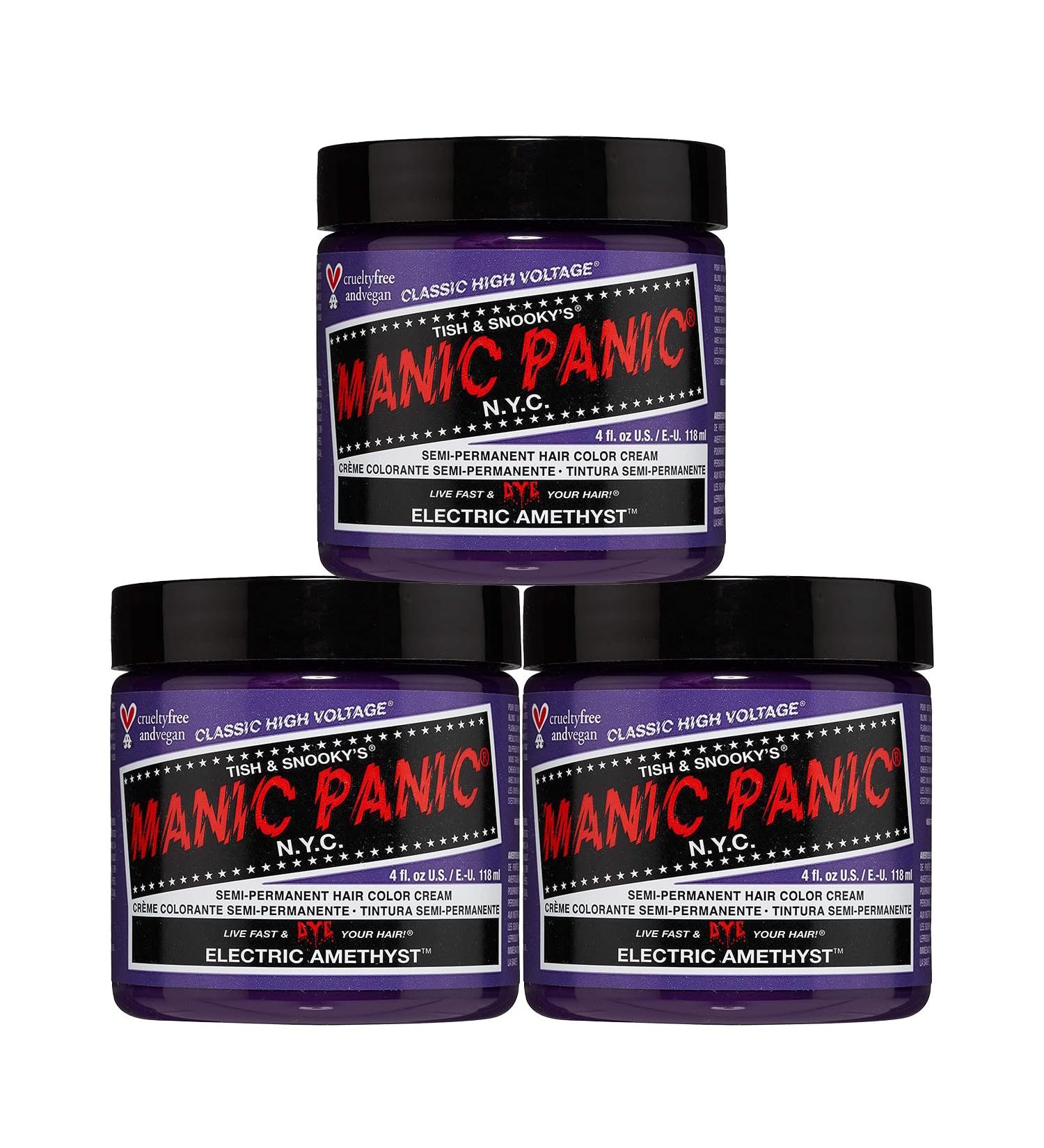 Manic Panic Electric Amethyst Hair Dye - Vegan & Cruelty-Free Purple Semi-Permanent Color (3 x 118ml) - Buy Online on GoSupps.com