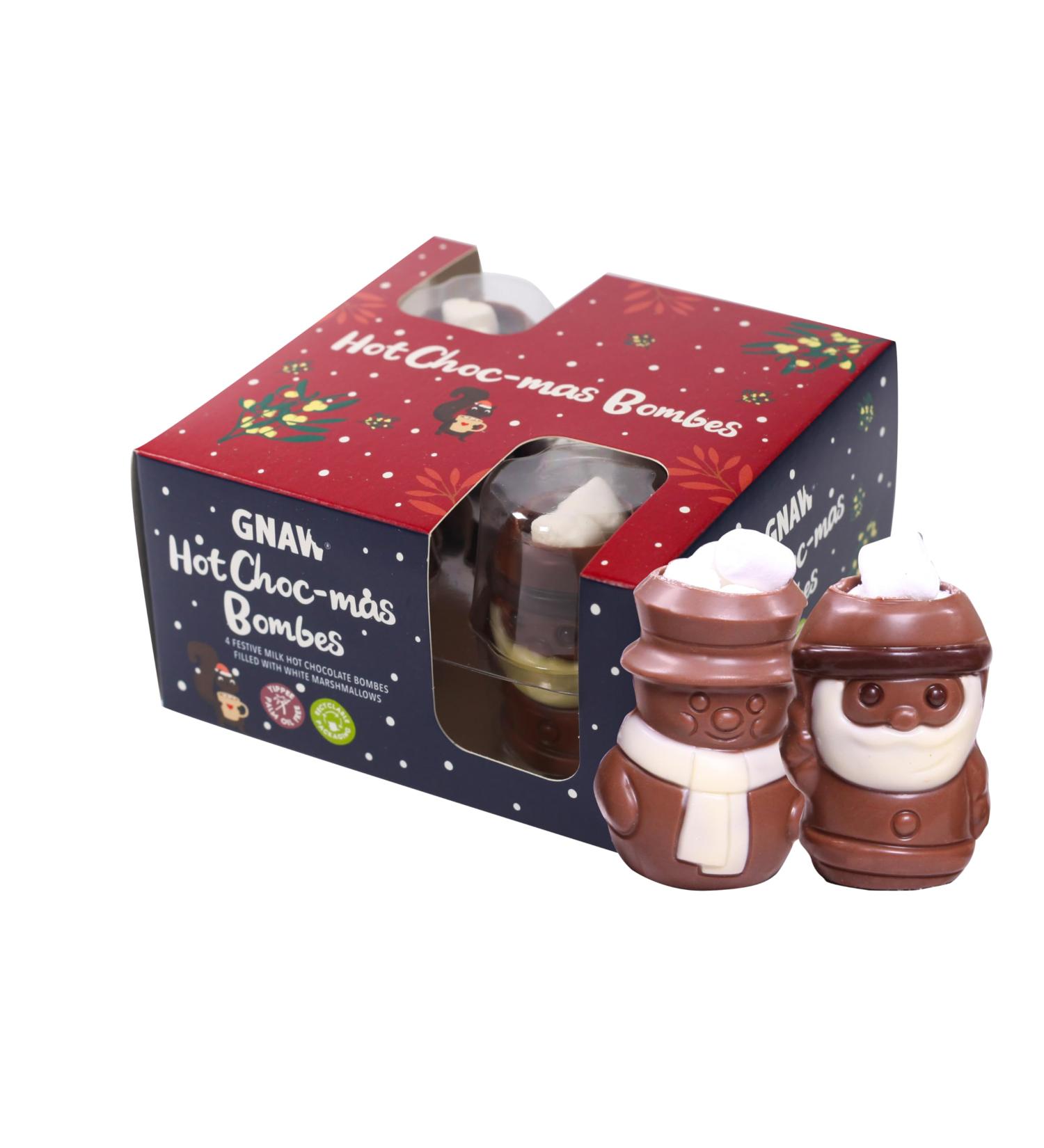 Gnaw Chocolate Melting Snowman and Santa Hot Chocolate Bomb Gift Set - 105g - Buy Online on GoSupps.com