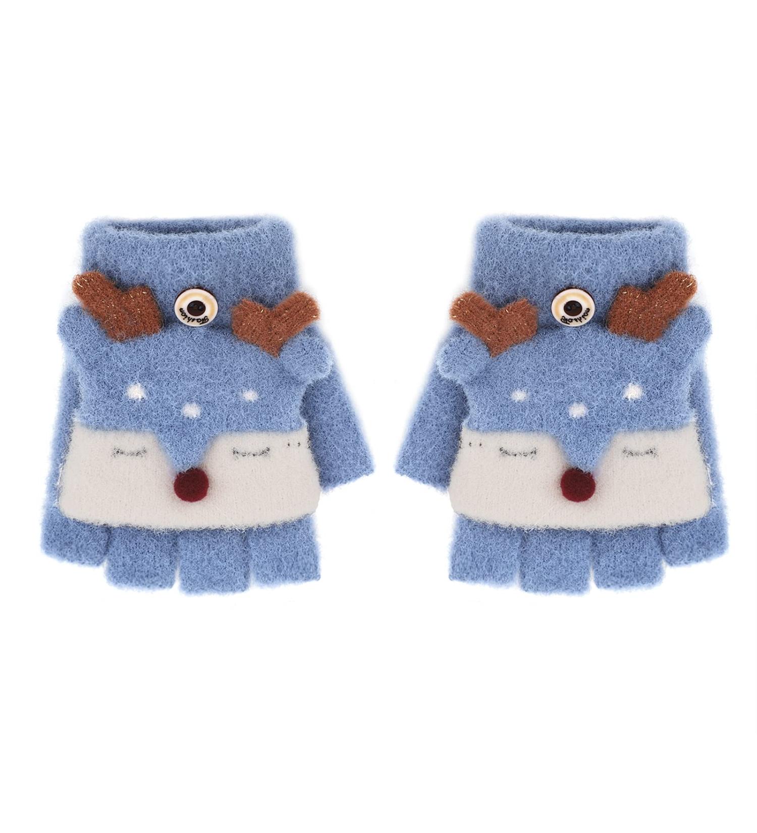 Toddler Kids Puppy Flip Top Gloves | 3-8 Yrs | Elk/Blue - Buy Online on GoSupps.com