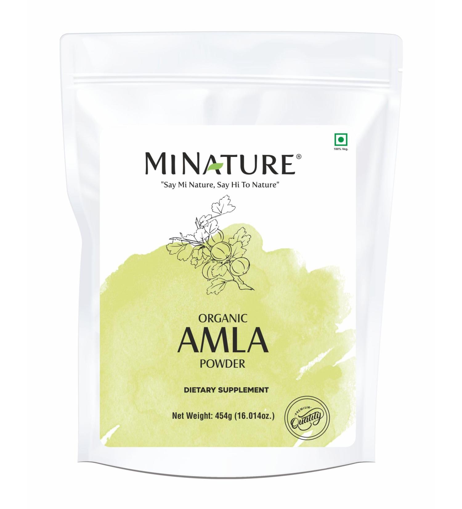 Mi Nature Amla Powder by mi nature| Amalaki or Indian Gooseberry |Vitamin C |454g (16 oz) | Non-GMO |Pure & natural | Raw Vegan Gluten-free | Made in India Preservatives free - Buy Online on GoSupps.com