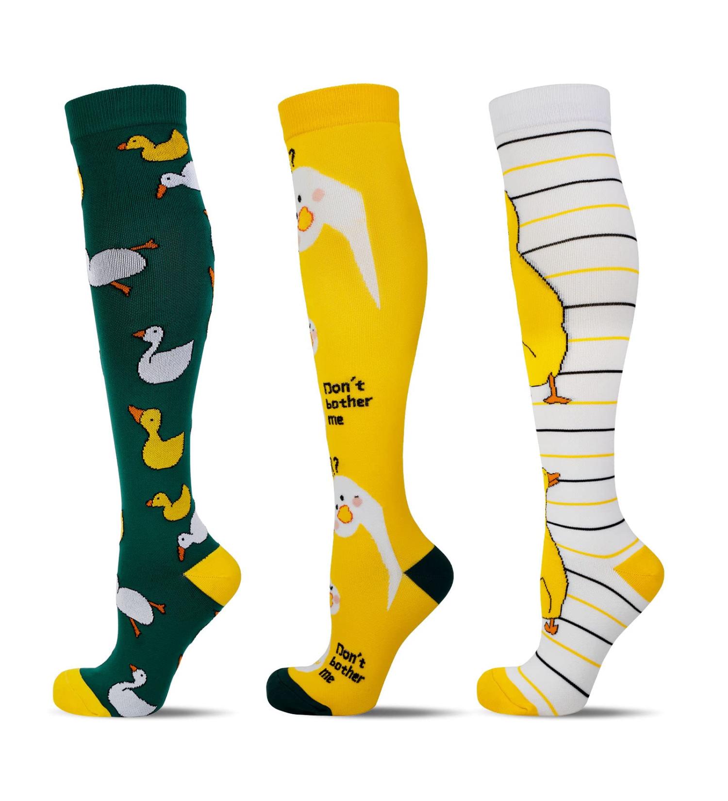 LEOSTEP Women's Compression Socks (3 Pair) | Knee High Support Stocking for Nurse, Flight, Sports, Travel, Pregnancy | 20-30mmHg | S-M Size | Little Duck Design - Buy Online on GoSupps.com