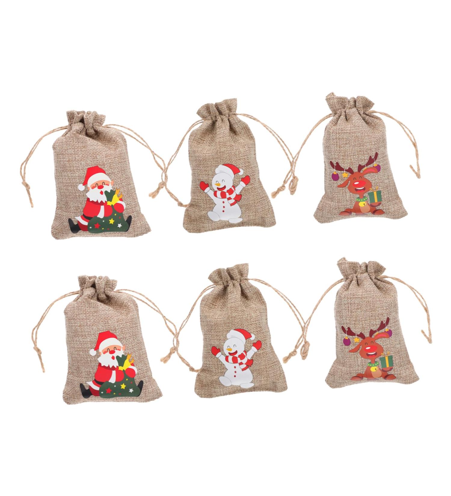 KOMBIUDA 6pcs Christmas Sack Bags Drawstring Christmas Bag Multipurpose Storage Bags Elk Burlap Bag - Buy Online on GoSupps.com