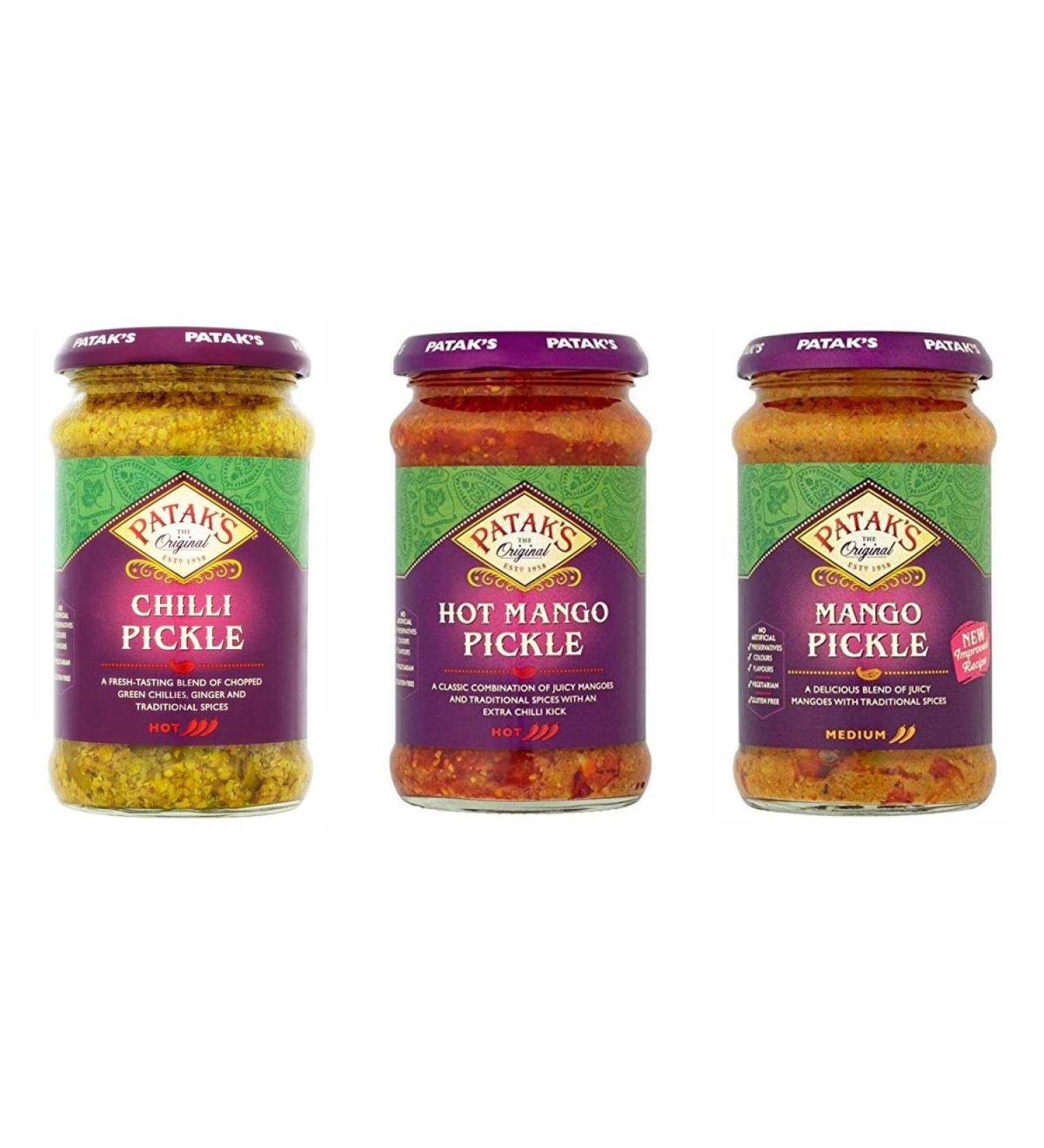 Pataks Pickle Combo Pack Pataks Mango Pickle 283g Pataks Chilli Pickle 283g Pataks Hot Mango Pickle 283g 3 Pack
