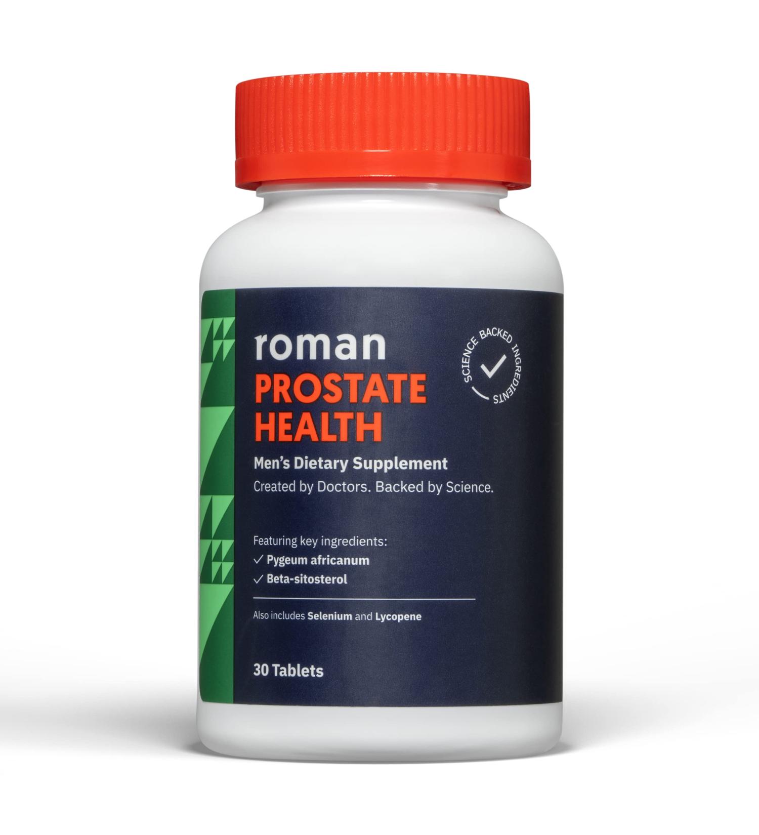 Roman Prostate Health Supplement for Men with Selenium, Pygeum Africanum, Beta-Sitosterol, Lycopene | Supports Prostate Health | 30-Day Supply - 30 Tablets - Buy Online on GoSupps.com