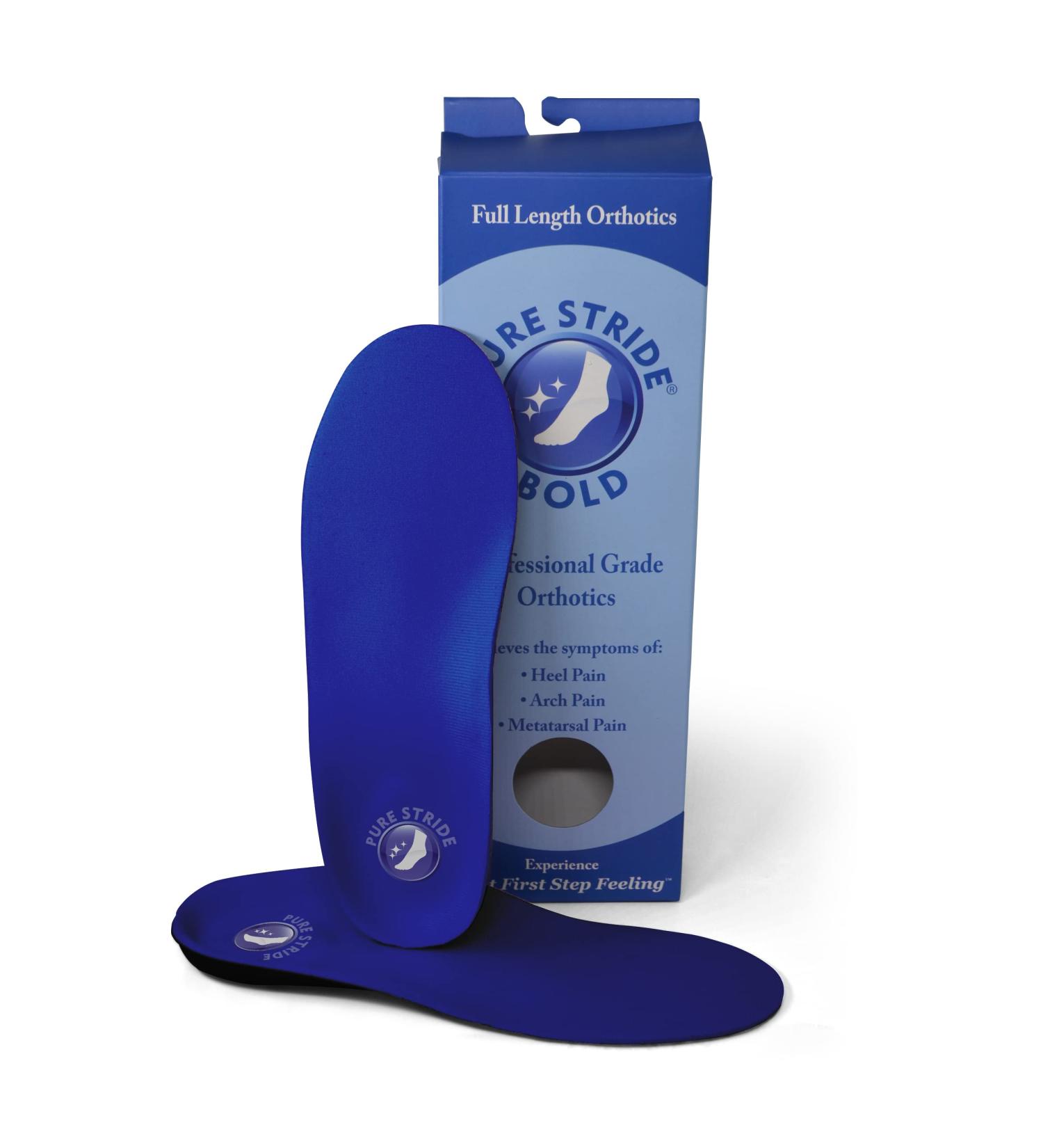 Pure Stride Bold Orthotics - Full Length Support for Metatarsals High Arches Flat Feet - Pain Relief for Plantar Fasciitis - Men s 5-5.5/Women s 7-7.5 - Buy Online on GoSupps.com